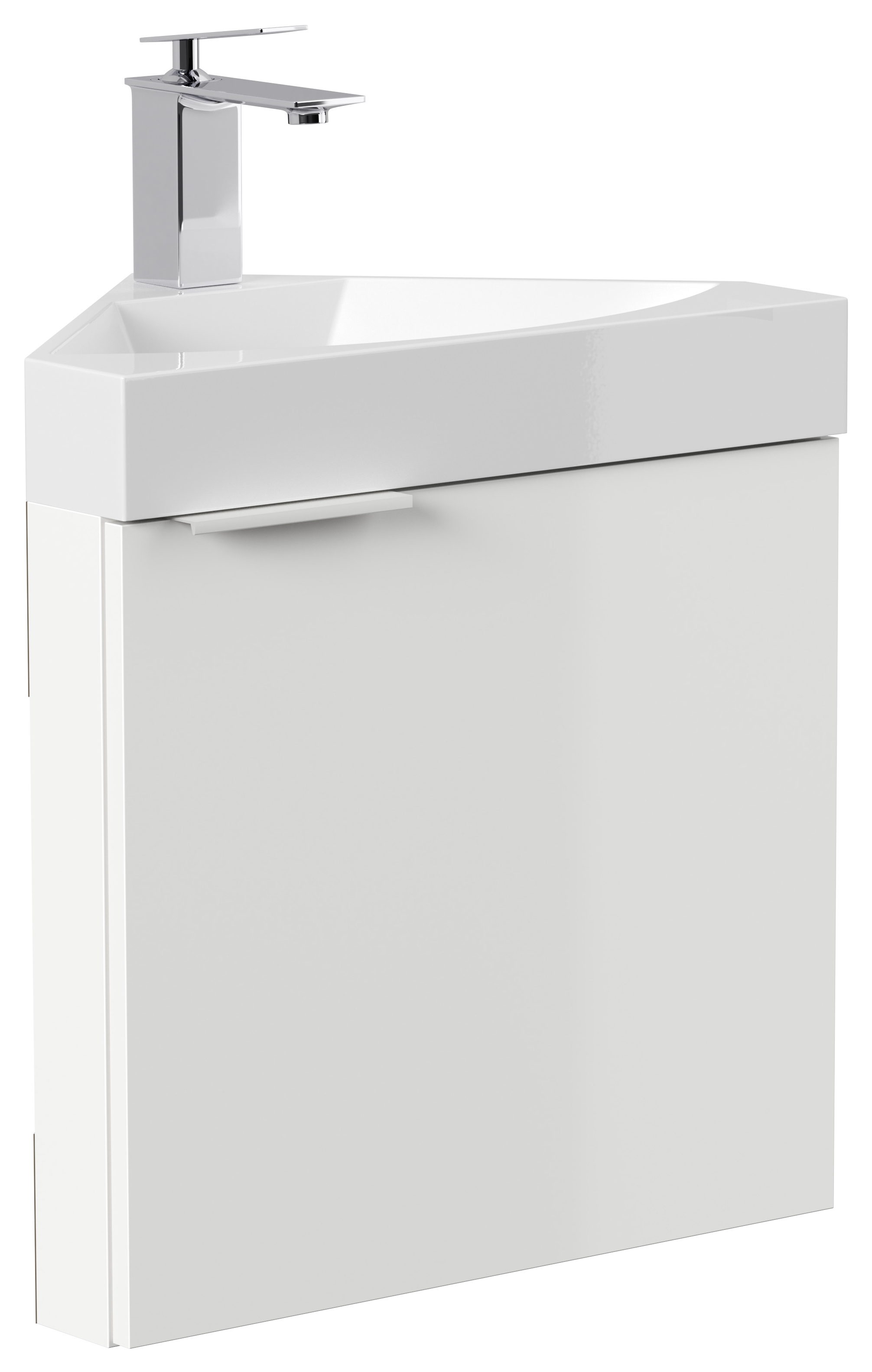 Gäste WC Eckbadmöbel Diamant Slimline Gästebad SoftClose weiß hochglanz