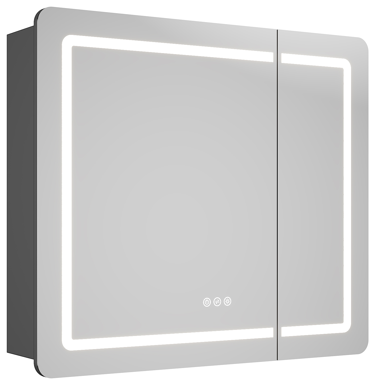 Spiegelschrank Riva 80 cm inkl. LED-Lampe und Glasböden montiert grafit matt