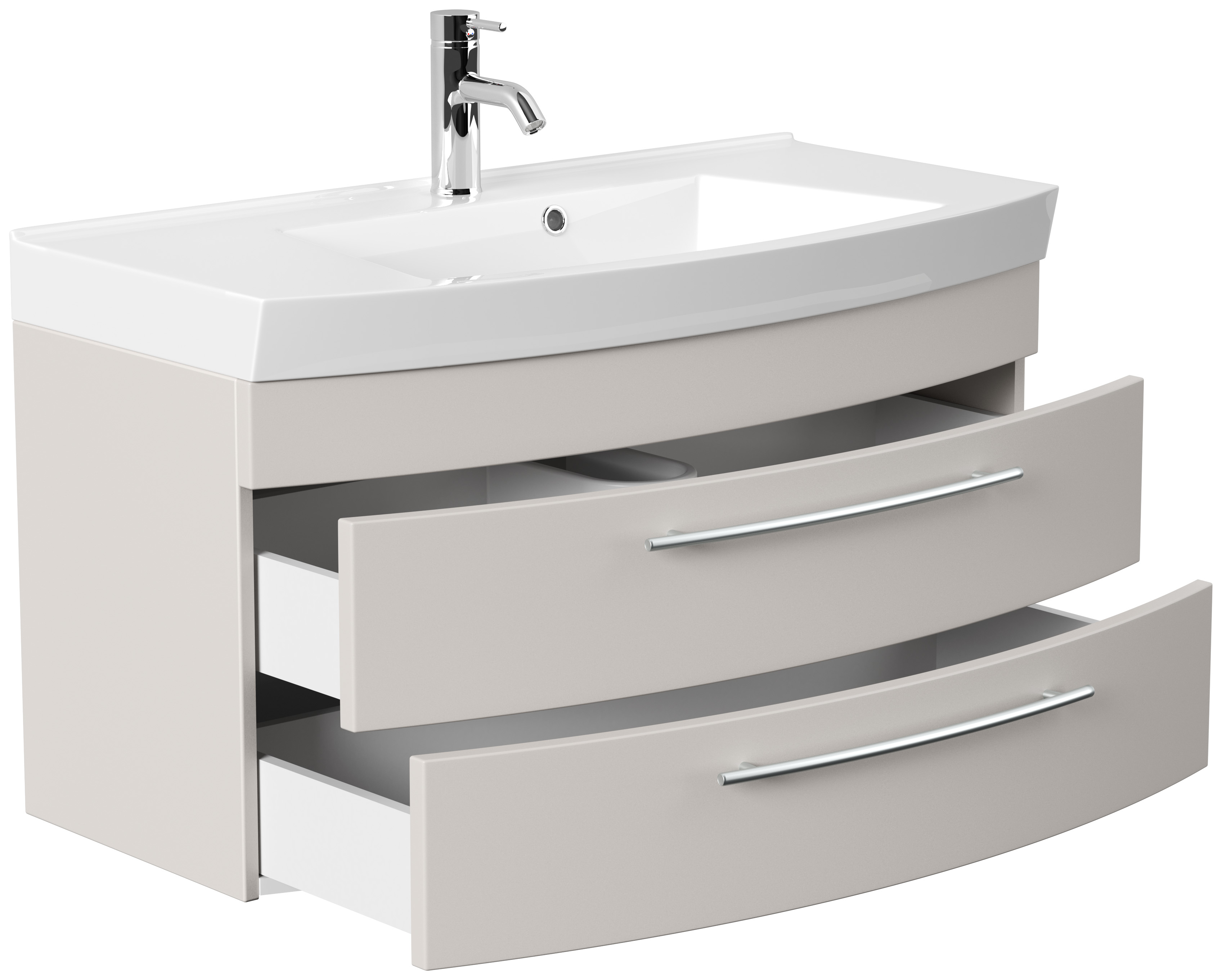 Badmöbel Bella 100 mit runder Front SoftClose lackiert weiss matt