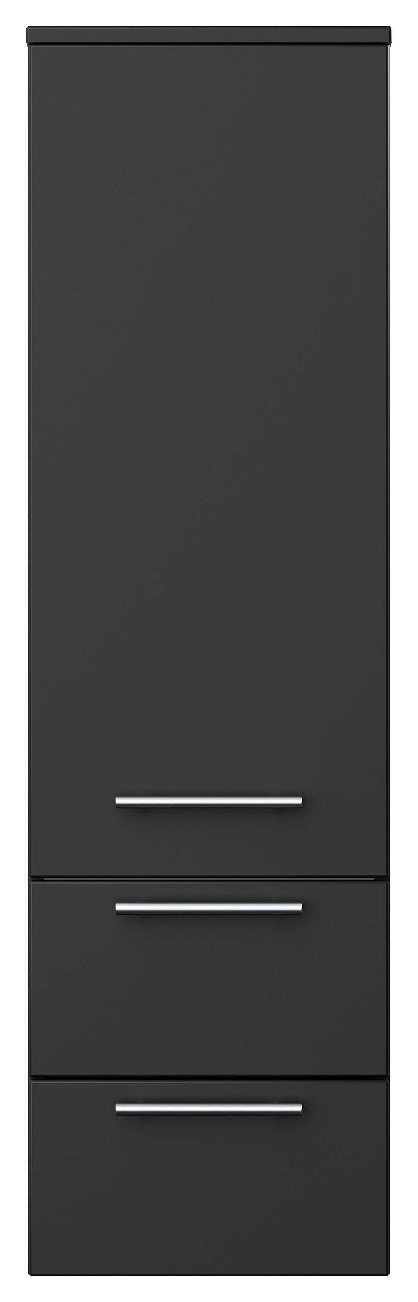 Hochschrank 120 cm schwarz mit Glaseinlagen