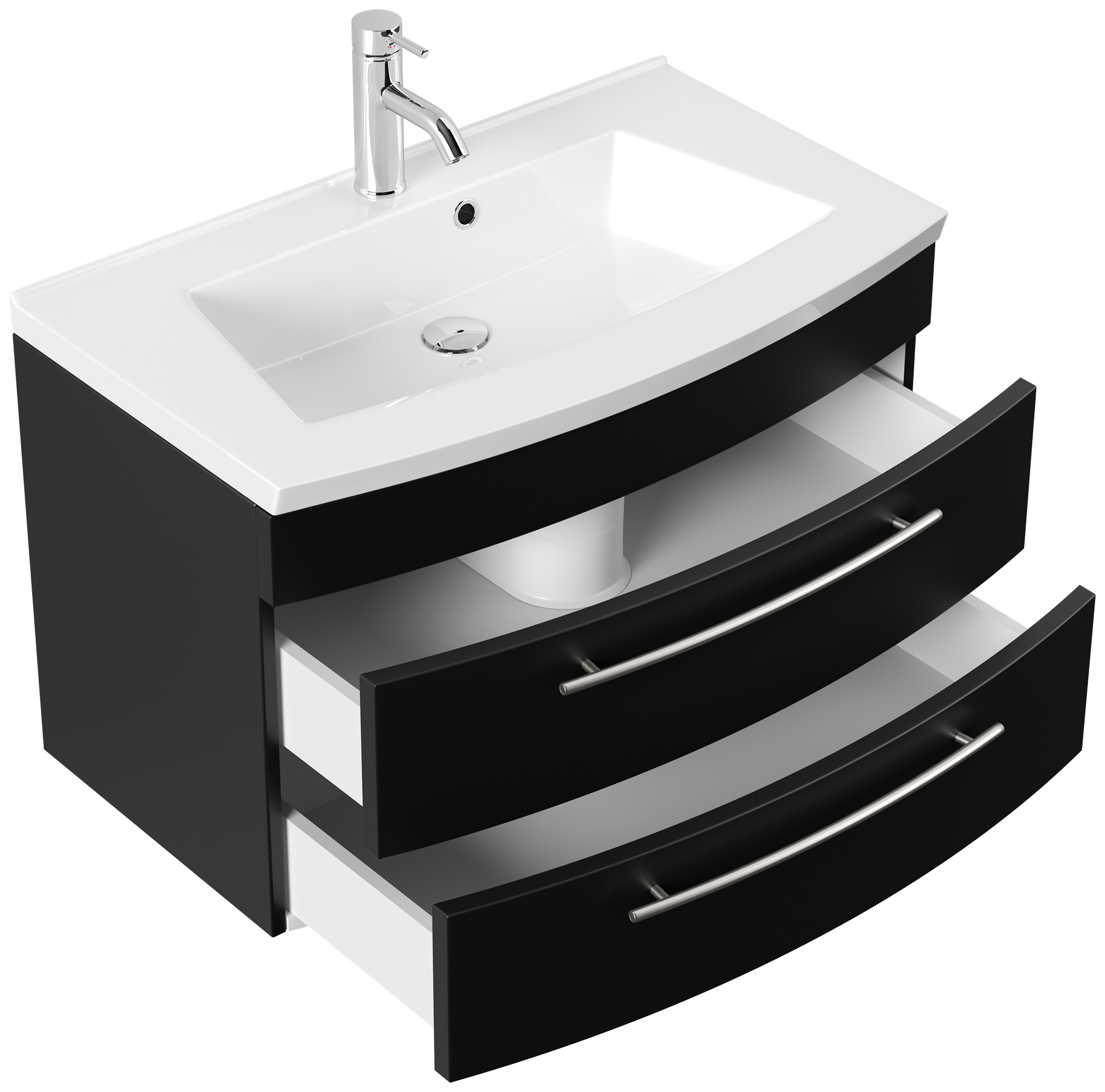 Badmöbel Bella 80 mit runder Front SoftClose schwarz