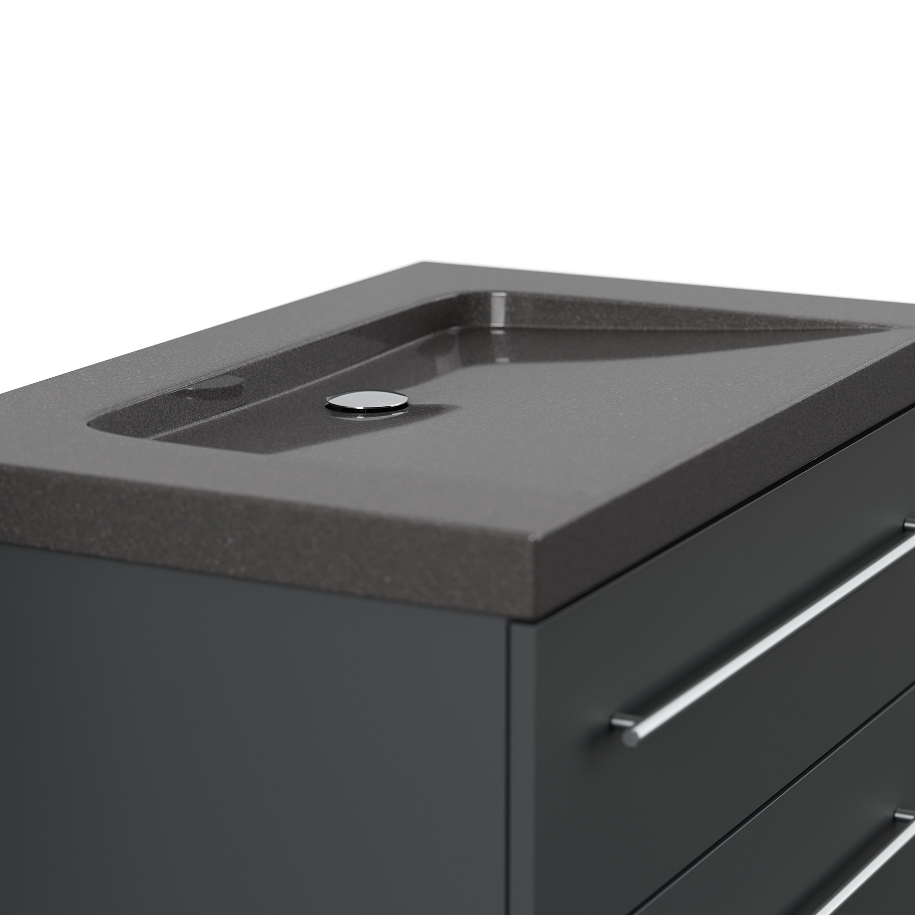 Badmöbel Granit India Black Damo 75 cm ohne Hahnloch SoftClose grafit