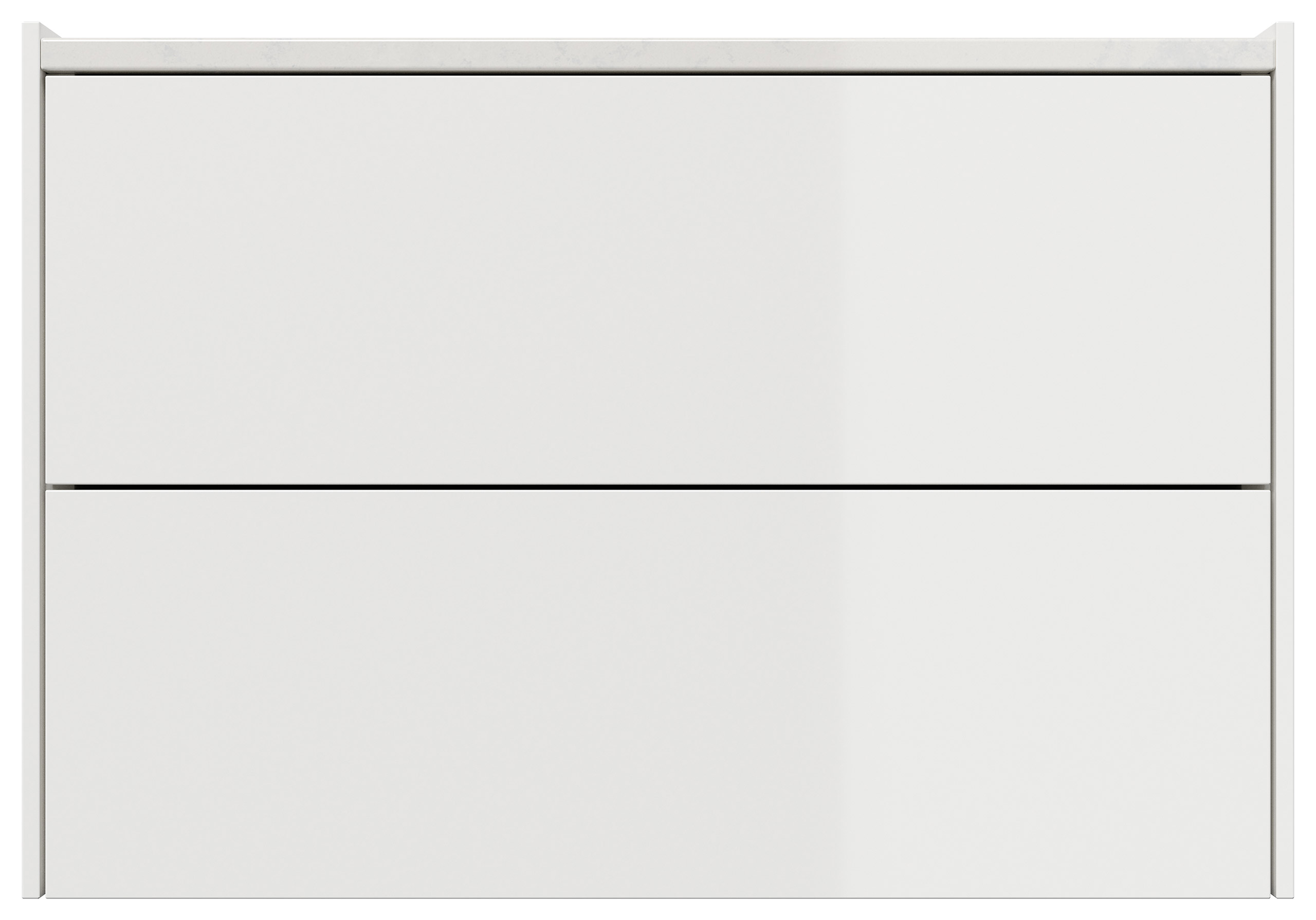 Nachttisch Kommode Somnia XL 70cm, Quarztop, 2 Pushauszüge lackiert Weiß Hgl