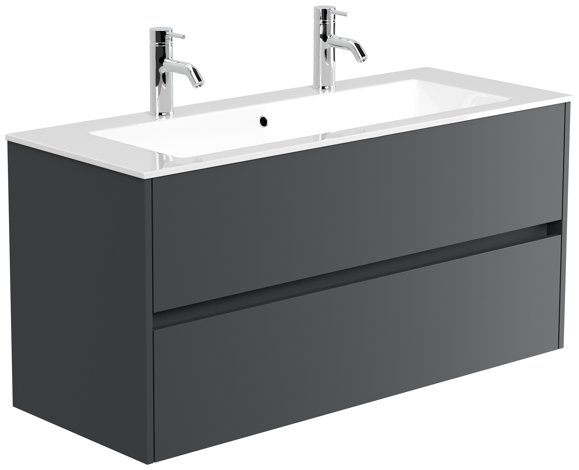 Doppelbadmöbel Taifun & Waschtisch 120 cm 2 Greifraum SoftClose Grafit 