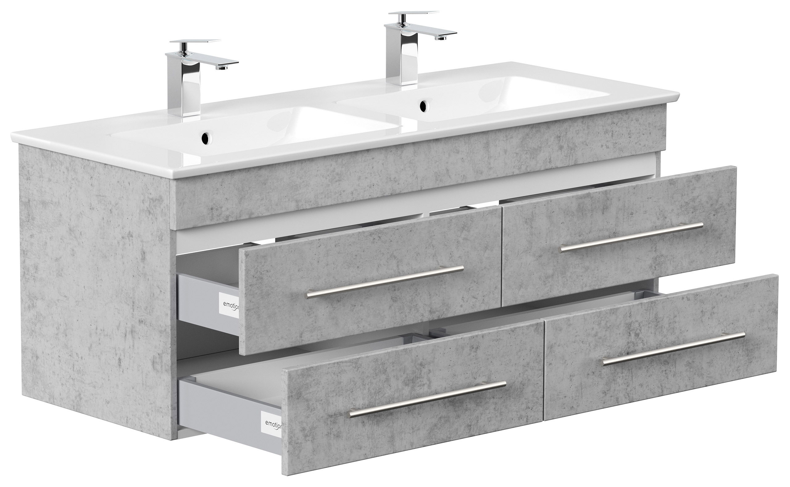 Badmöbel mit Villeroy & Boch Venticello Waschbecken 130 cm Doppel B beton
