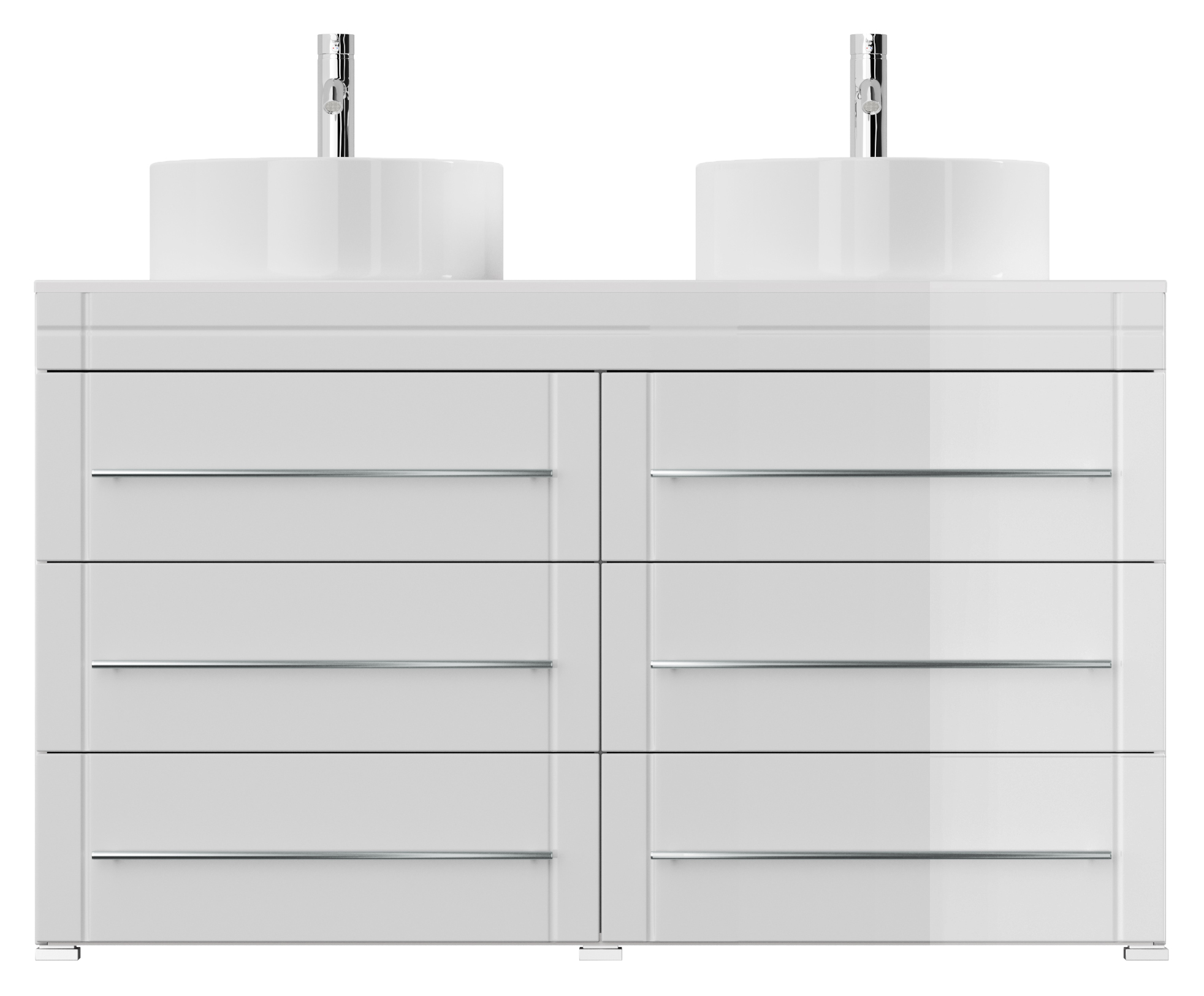 Stand Badmöbel Memoria Modern SoftClose weiss hochglanz mit Aufsatzwaschbecken