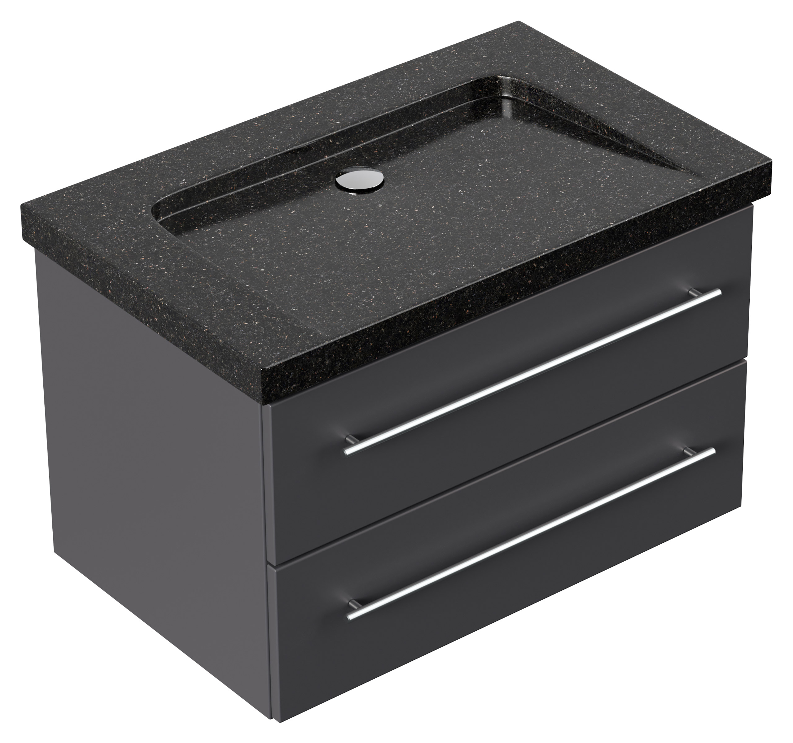 Badmöbel Granit Galaxy Black Damo 75 cm ohne Hahnloch SoftClose anthrazit