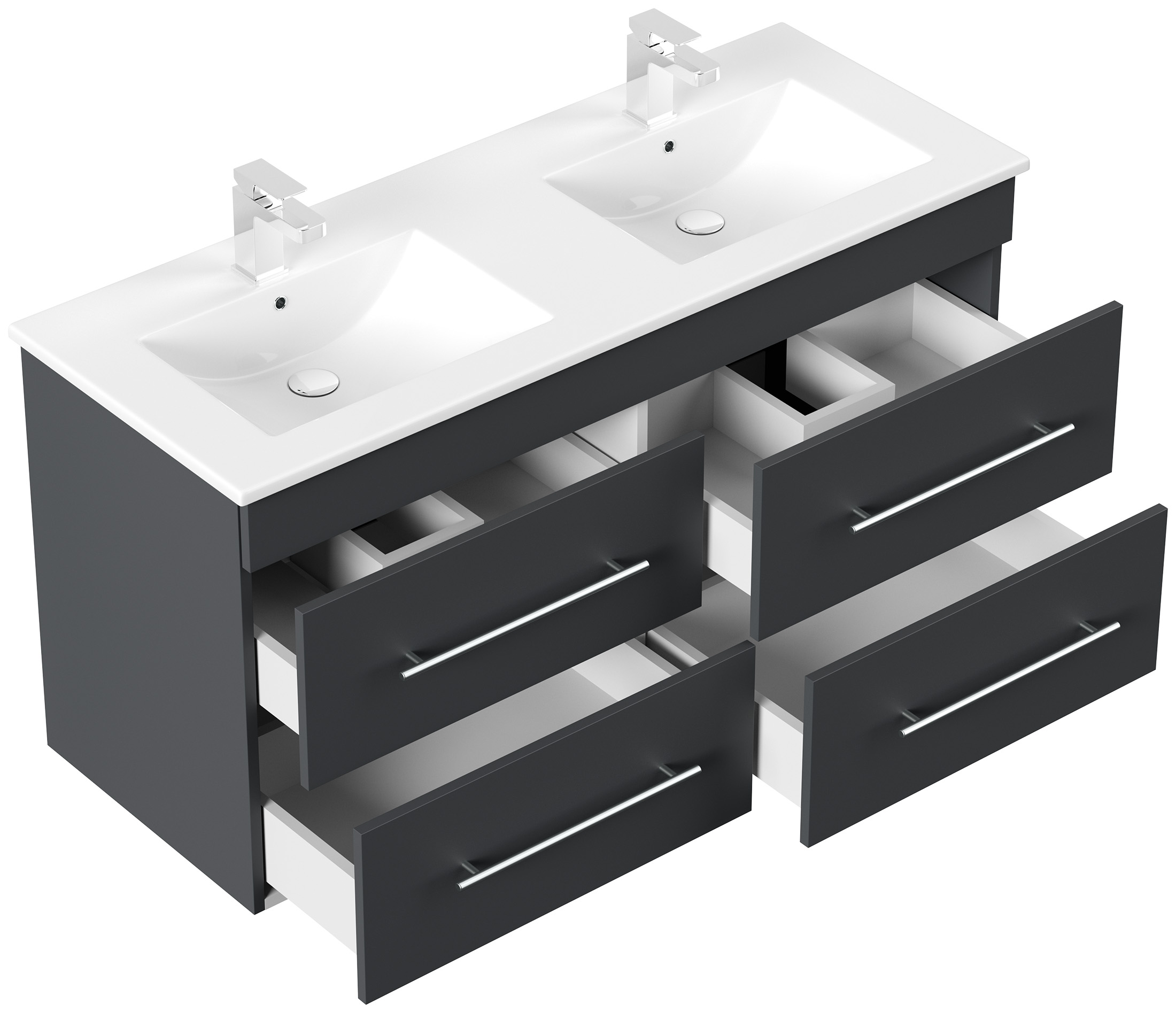 Badmöbelset Helios 4-teilig Spiegelschrank 2x Hochschrank grafit