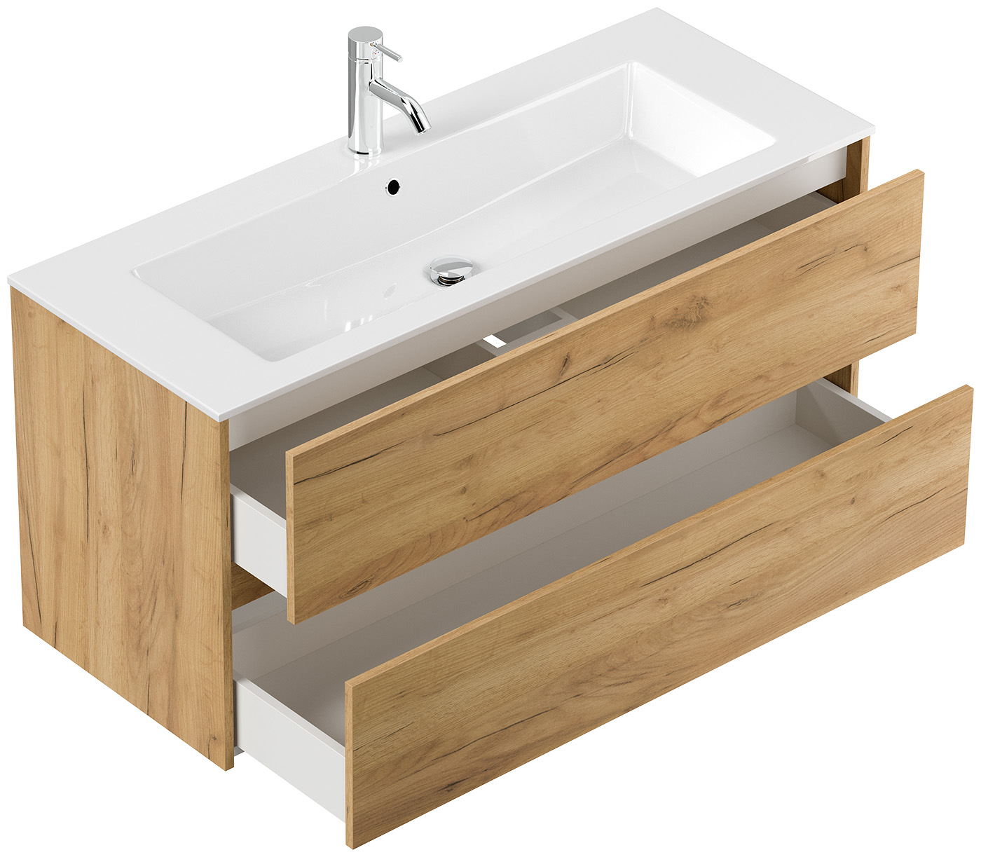 Badmöbel Set Taifun 3tlg. 120 cm mit Spiegelschrank & Hochschrank  eiche gold