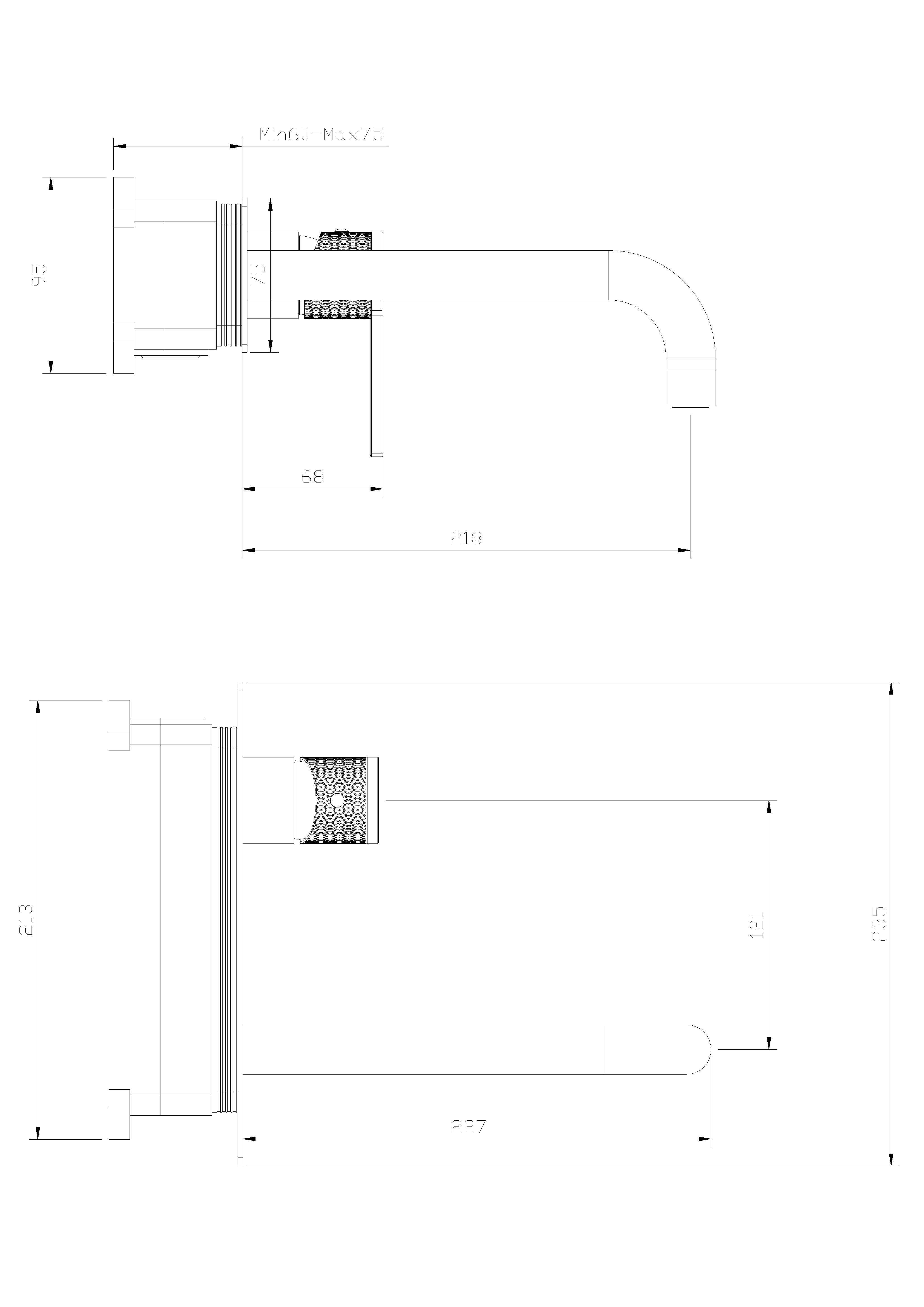 Wand-Waschtischarmatur Aurea Gunmetal Unterputz