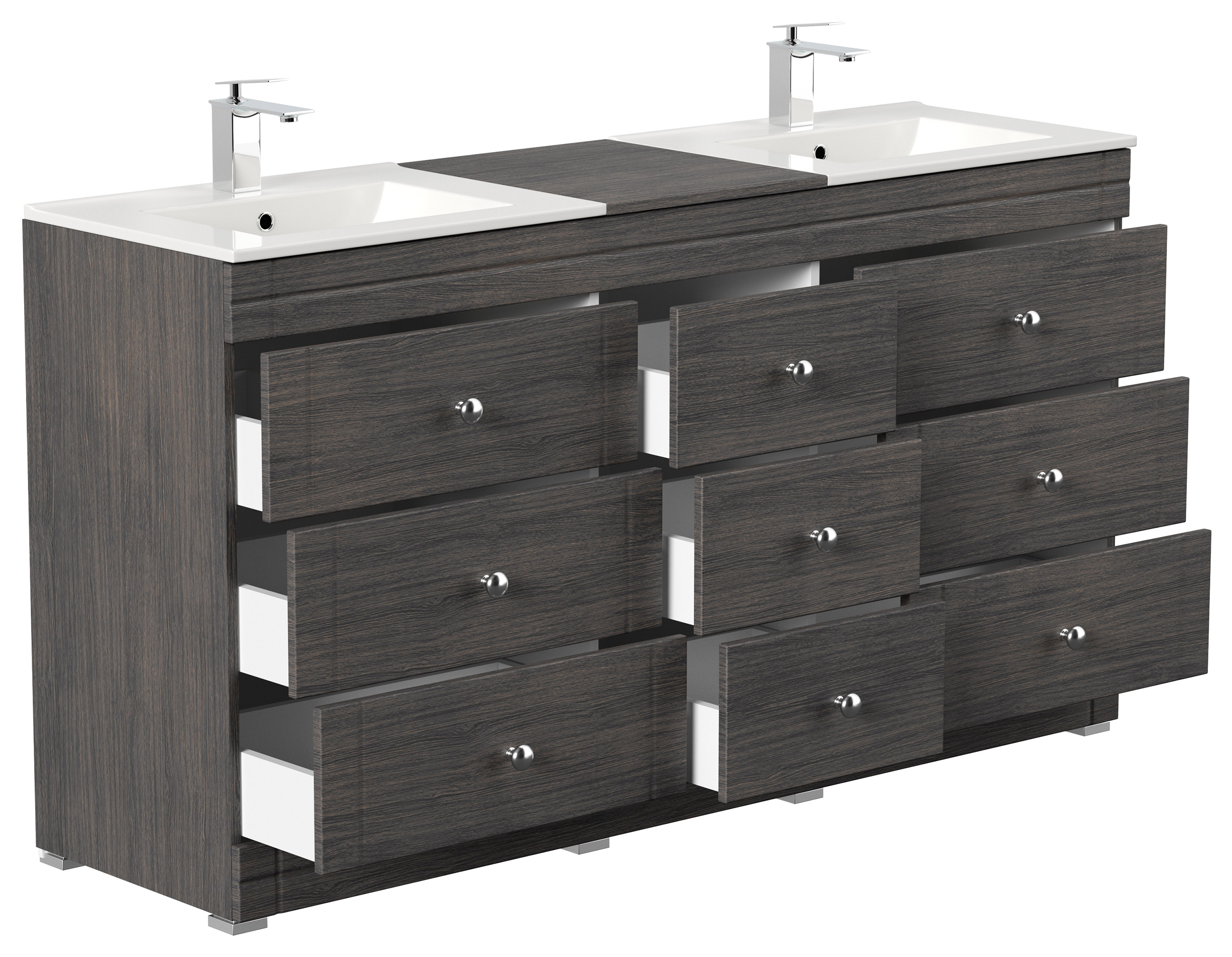 Stand Badmöbel Cosmo Klassik SoftClose anthrazit gemasert