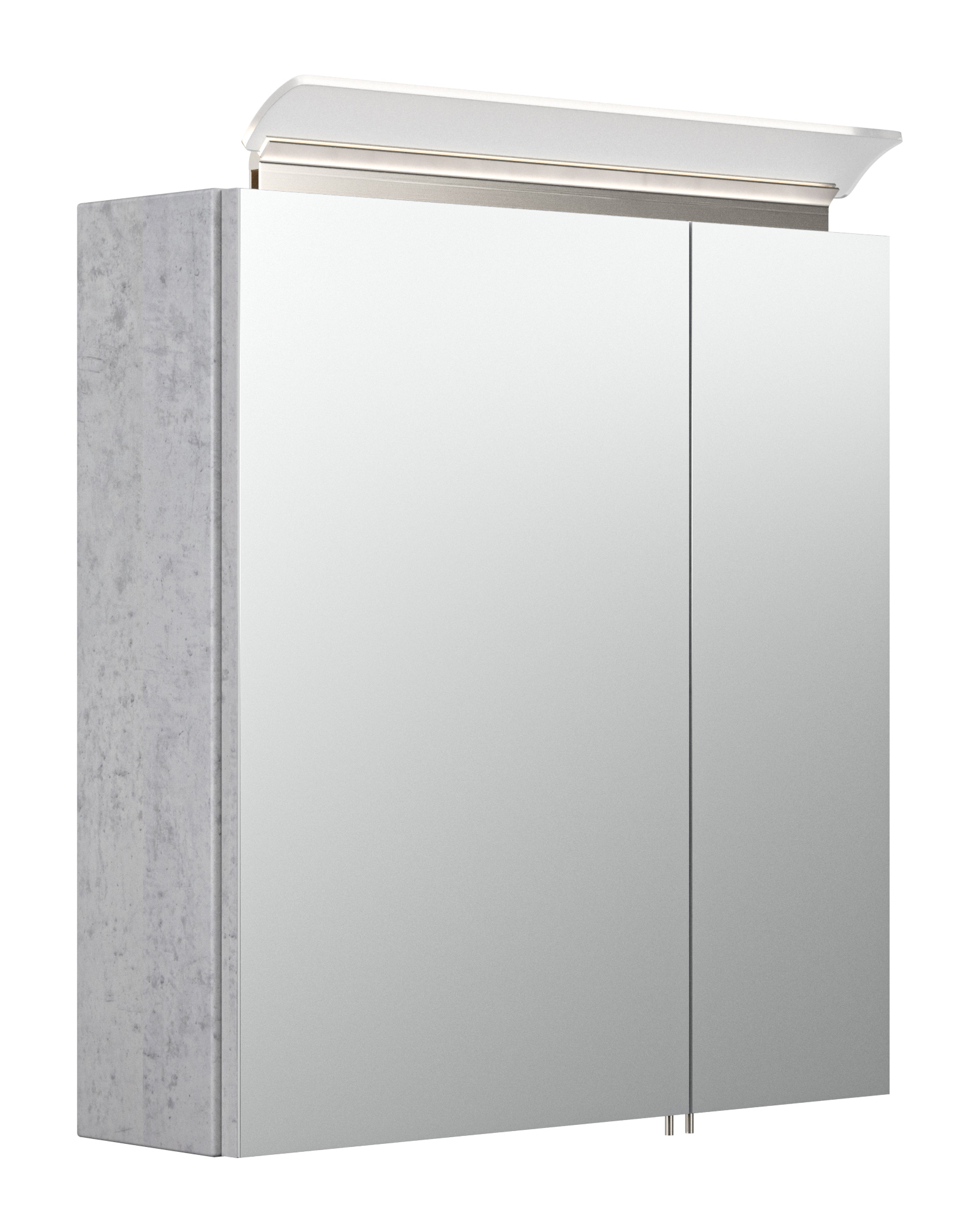 Spiegelschrank 60cm inkl. Design LED-Lampe und Glasböden beton