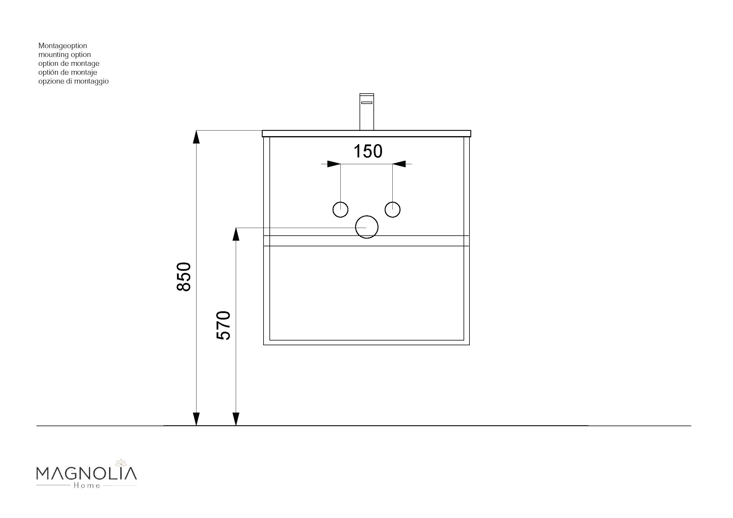 Badmöbelset Taifun 60cm 2tlg mit Spiegelschrank weiß Hgl