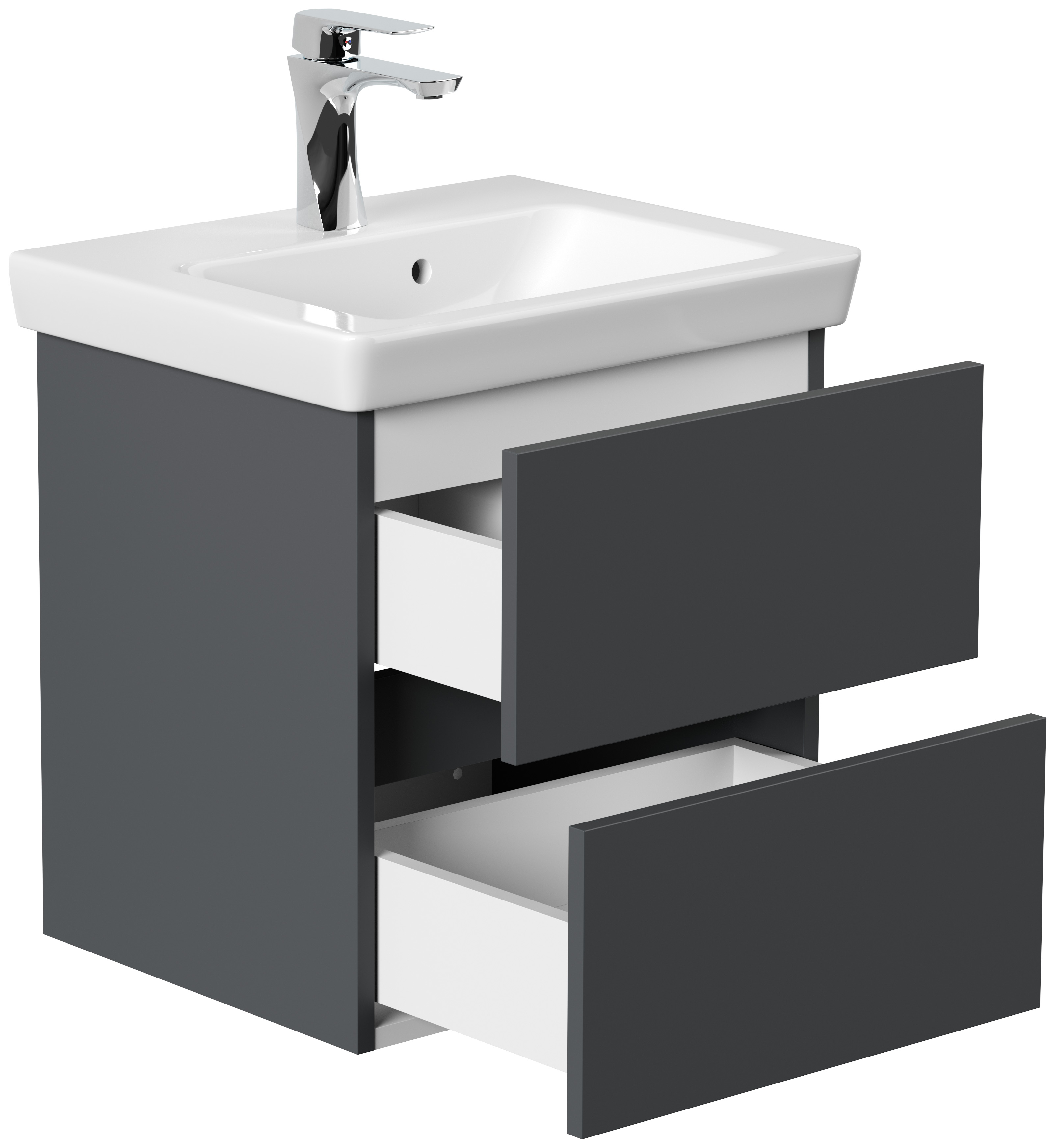 Badmöbel mit Villeroy & Boch Subway 2.0 Waschbecken 50 cm SoftClose grafit