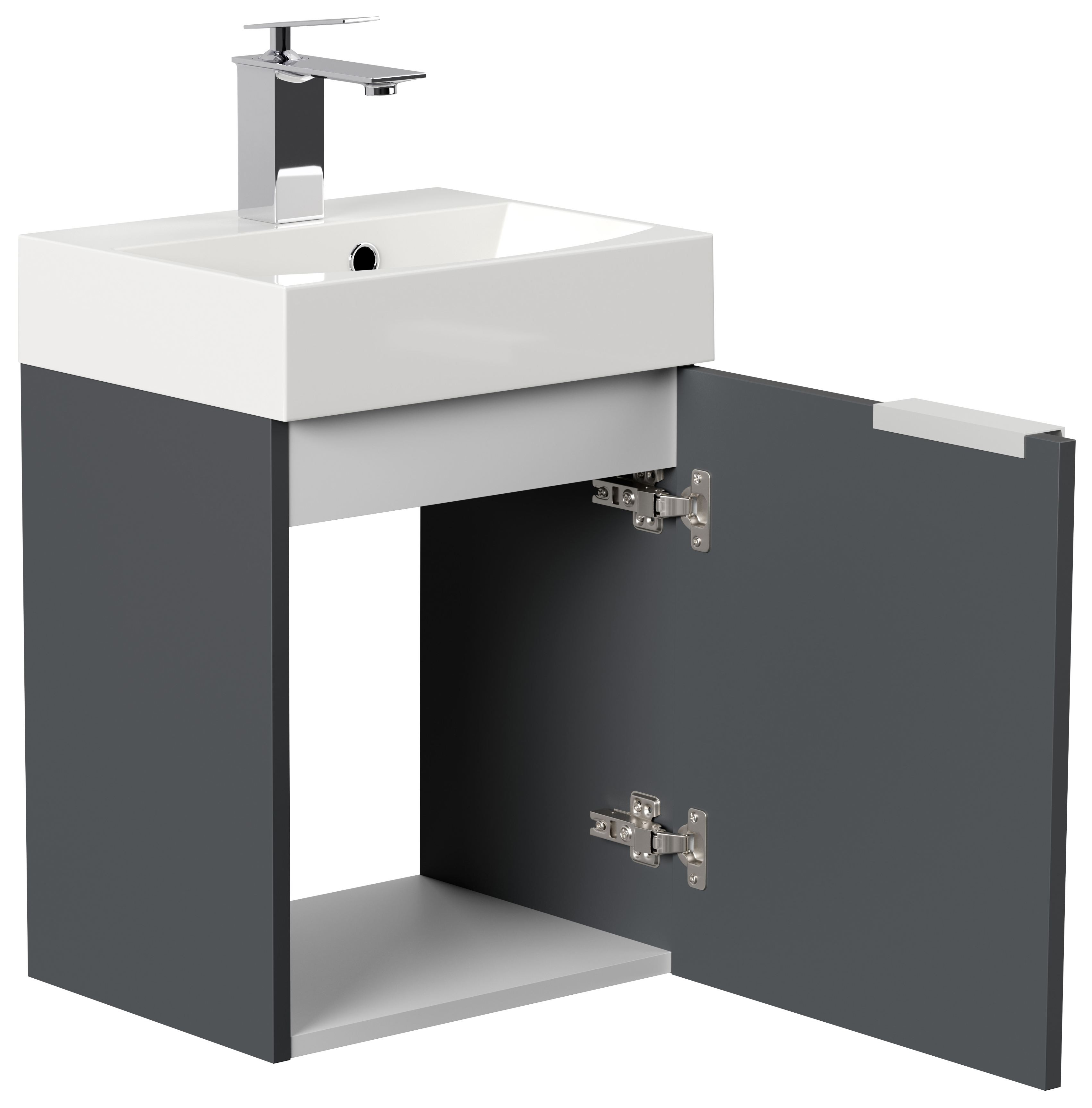 Gäste WC Badmöbel Kubus Slimline 40cm SoftClose grafit