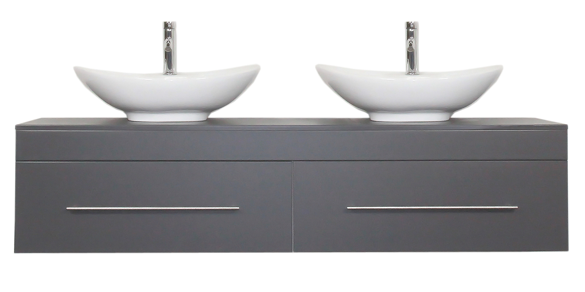 Badmöbel Classico XL SoftClose anthrazit mit Aufsatzwaschbecken