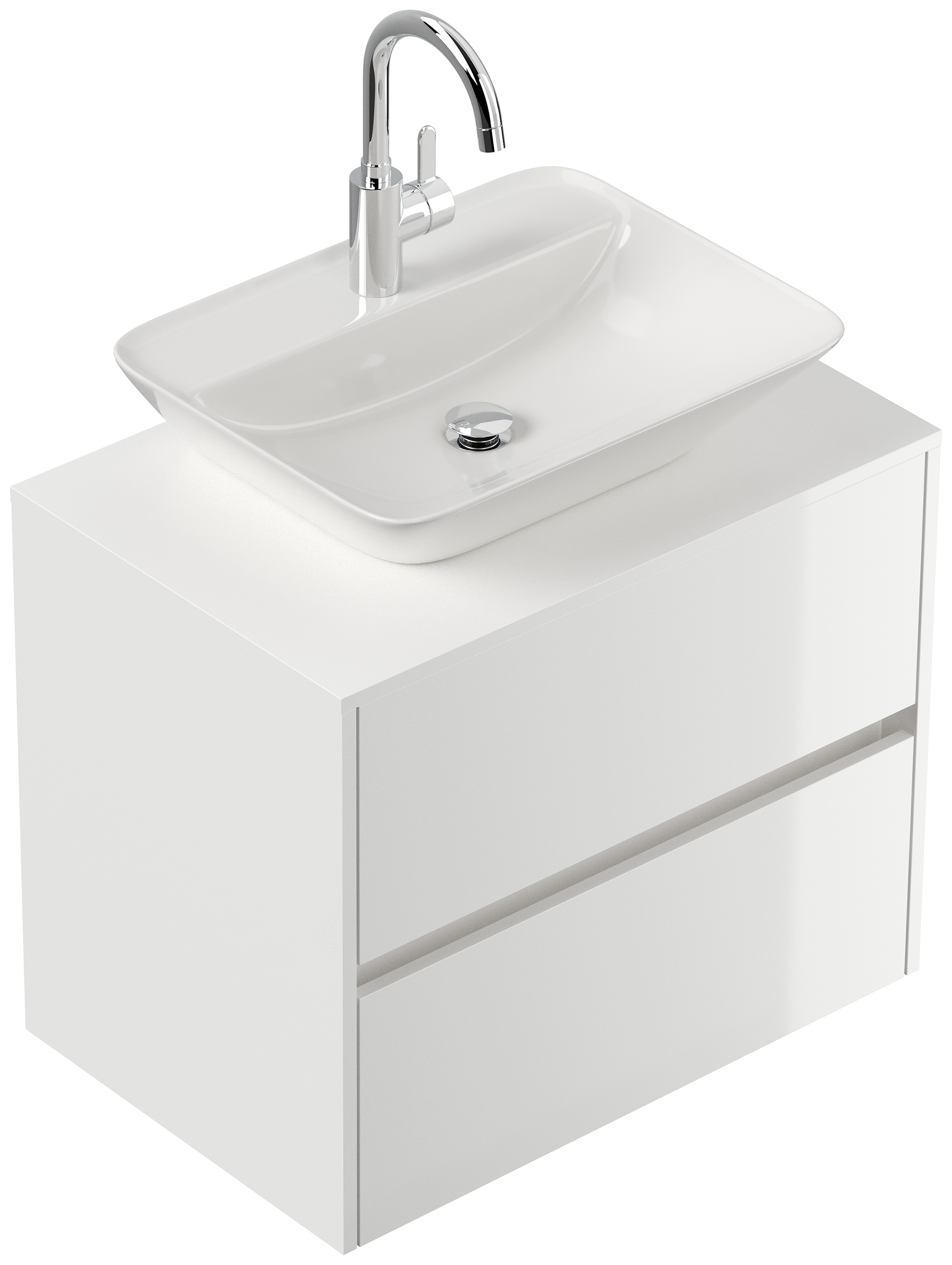 Badmöbel Taifun 70cm mit modernem Aufsatzwaschbecken weiß Hgl