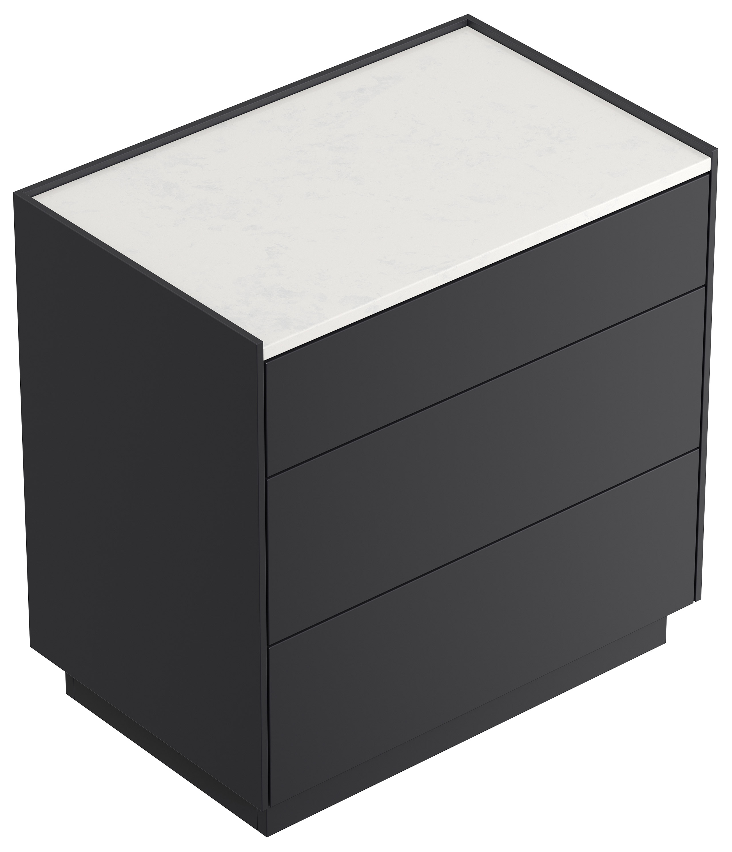 Nachttisch Kommode Lux XL 70cm, Quarz, 3 Pushauszüge Grafit für Boxspringbett