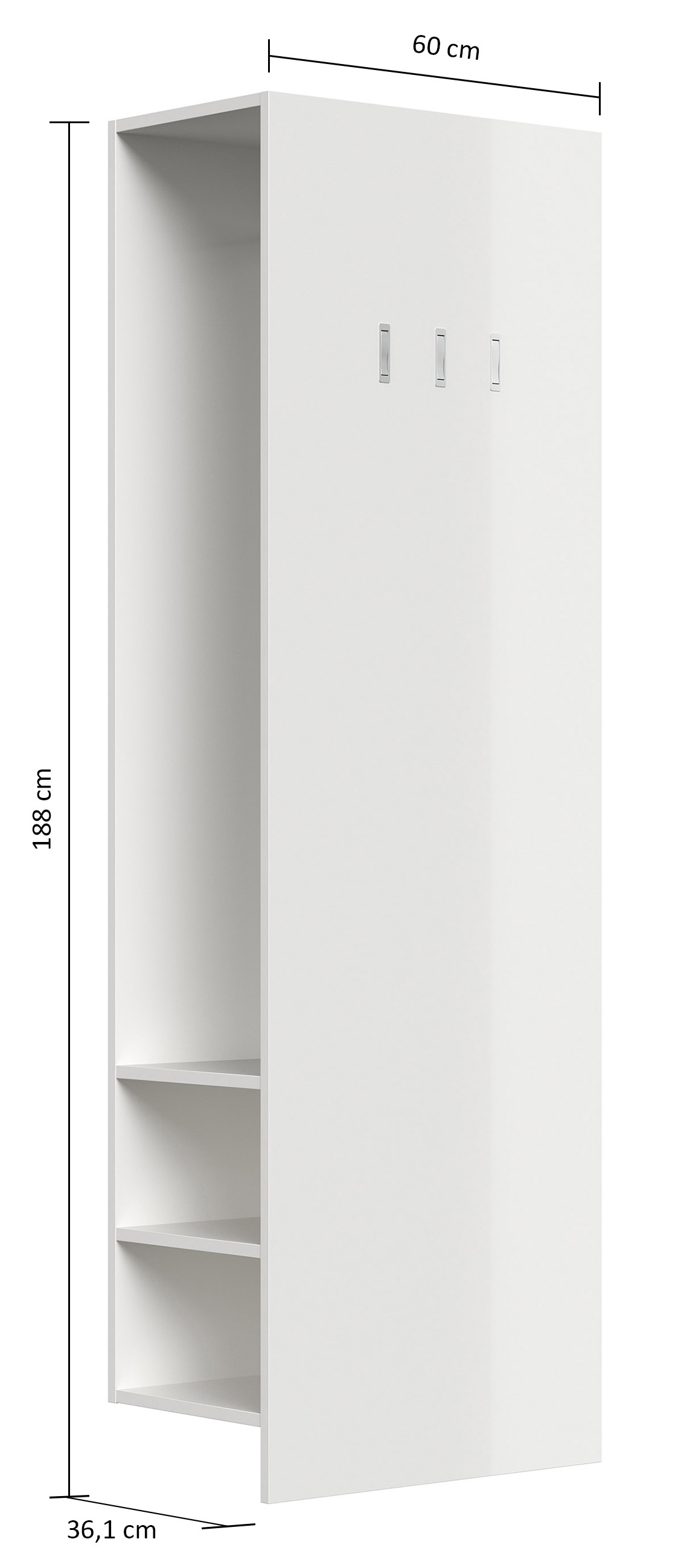 Garderobenpaneel Urban 60/188cm, 3 Haken, Kleiderst., Schuhregal Oak