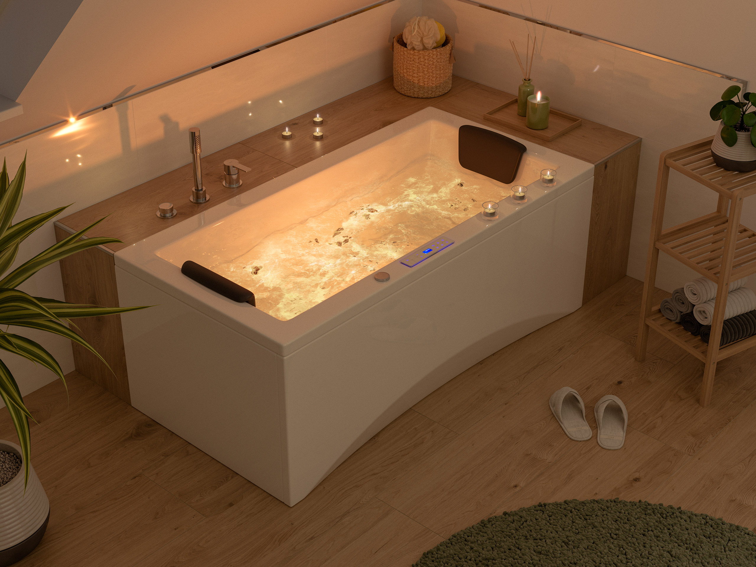 Rechteck Whirlpool Unity 150x75 Made in Germany 22 Düsen Befüllung Überlauf