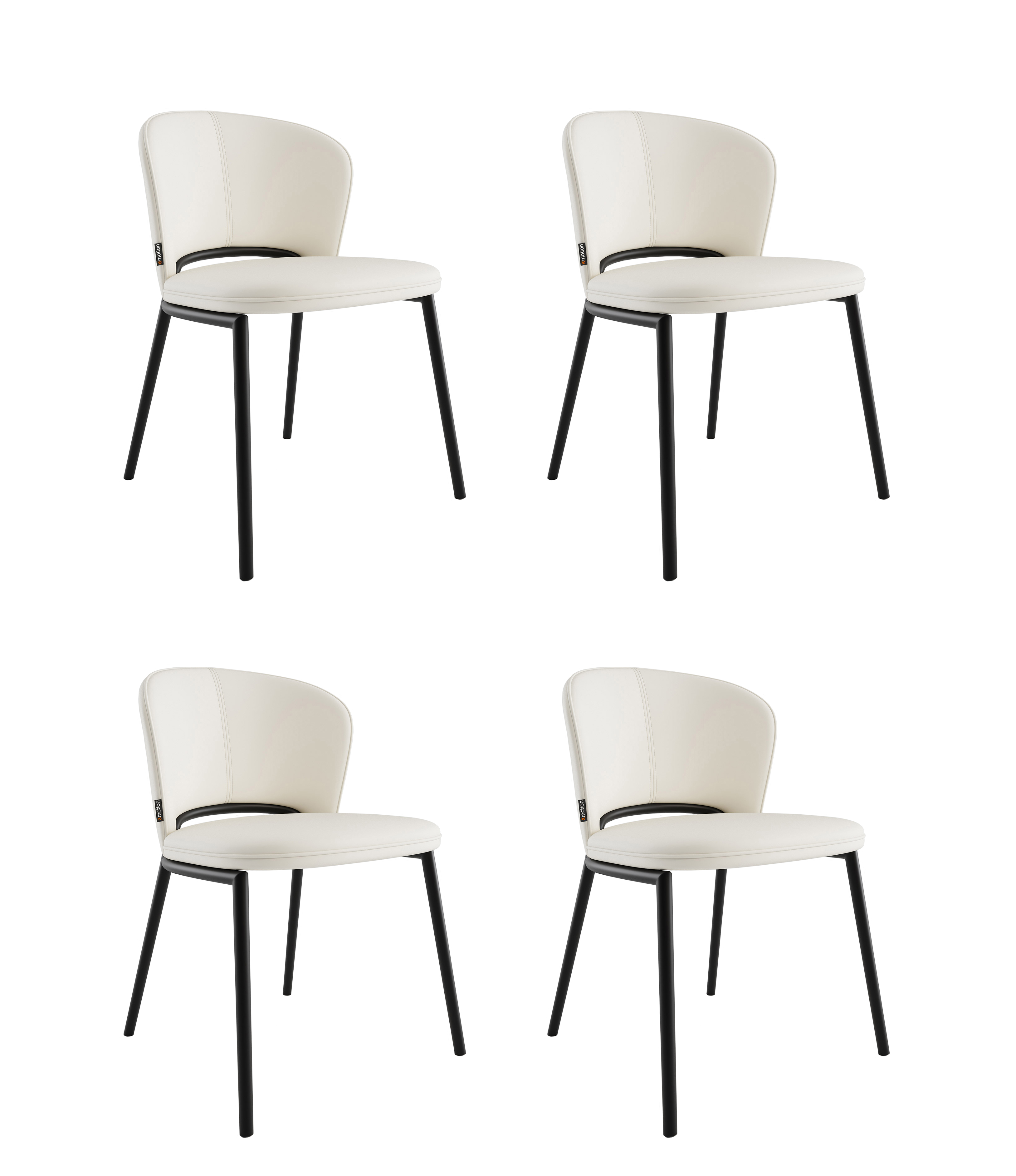 4er Set Esszimmerstuhl Design Küchenstuhl Dean Kunstleder creme Metallbeine | Creme Ivory