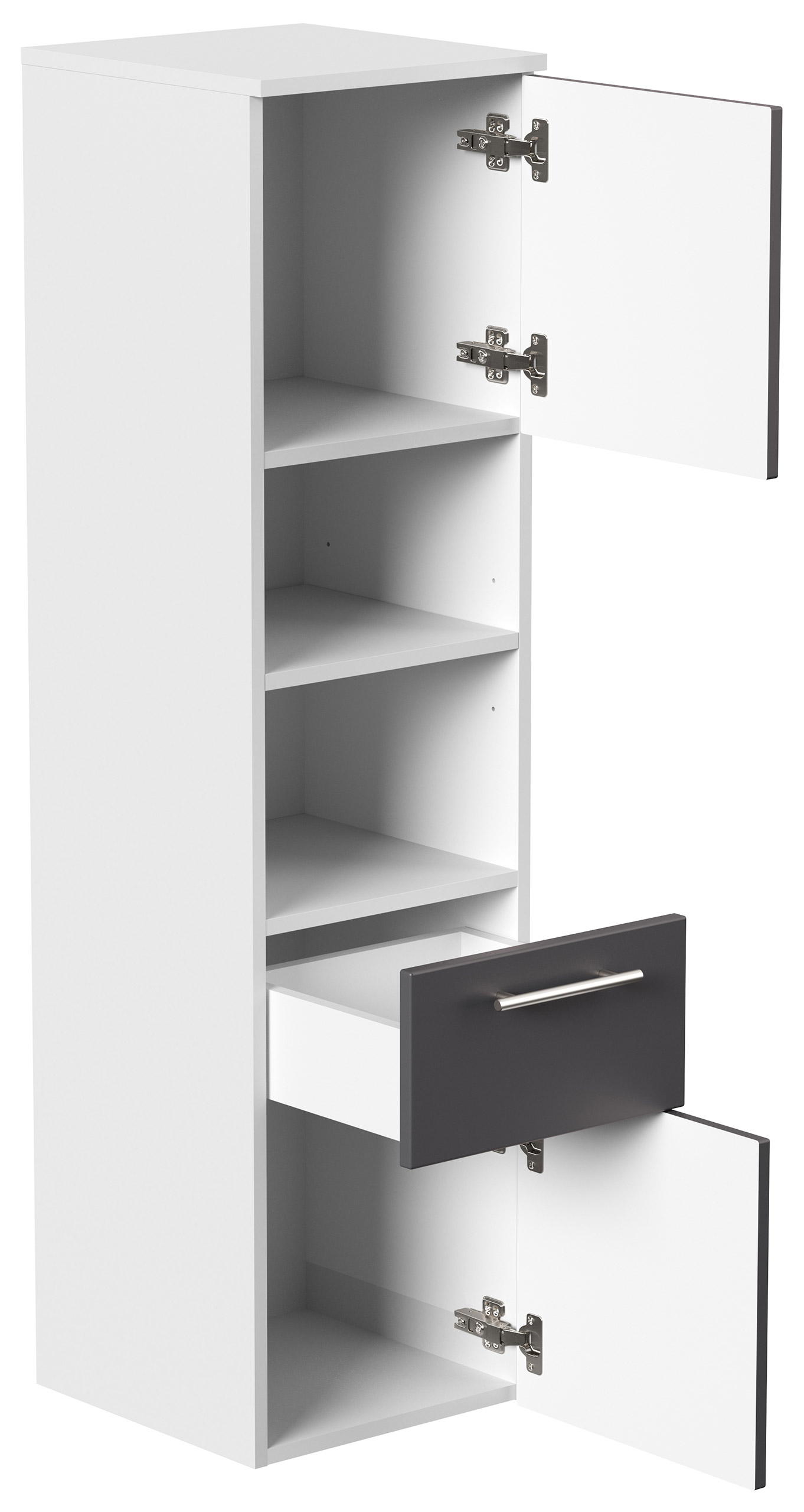 Hochschrank SANTINI 135cm weiss matt mit Fronten in anthrazit