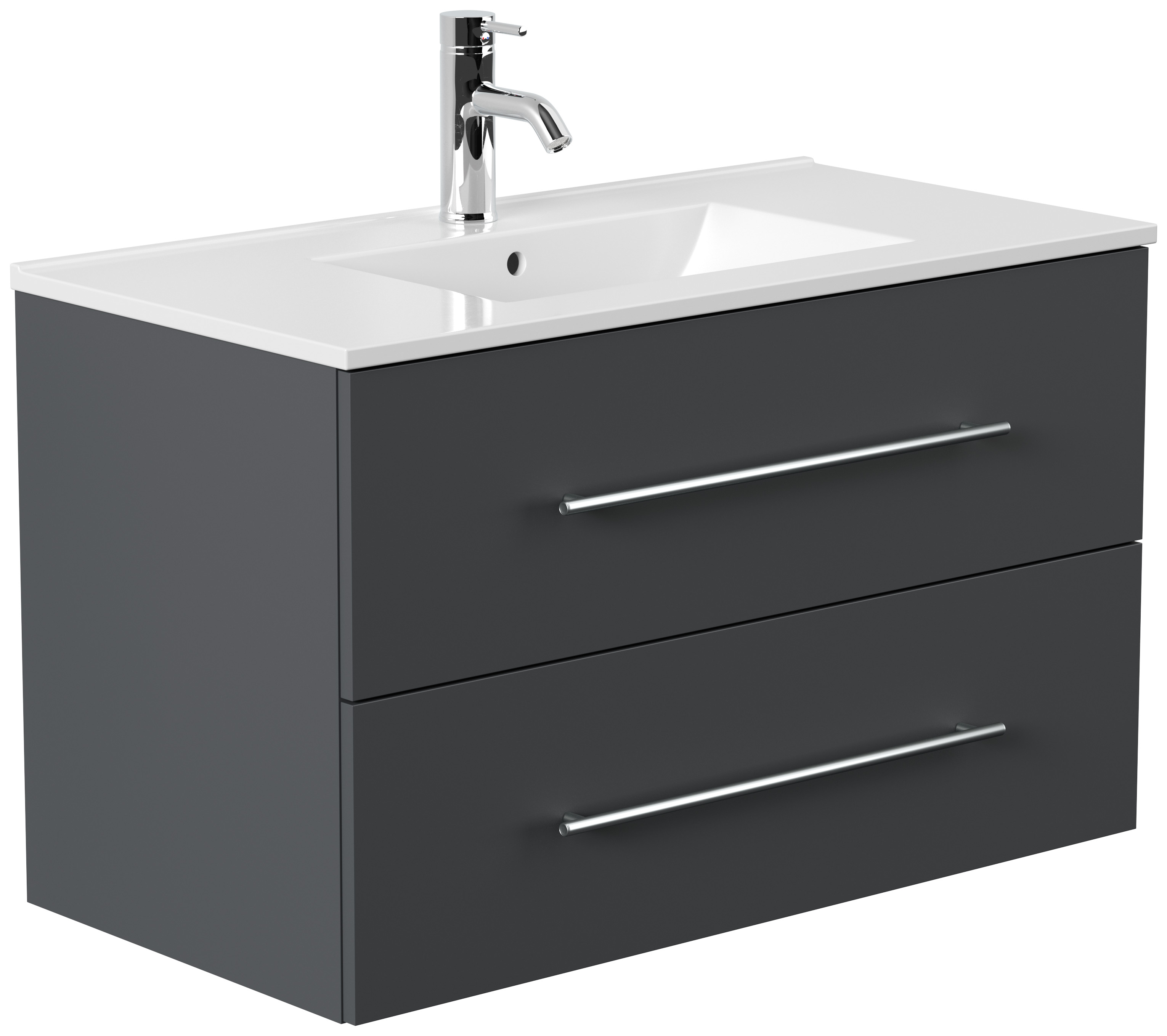 Badmöbel Set Firenze 90 3tlg. LED Spiegel und Hochschrank grafit