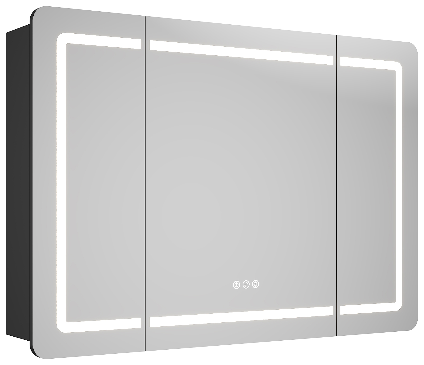 Spiegelschrank Riva 100 cm inkl. LED-Lampe und Glasböden montiert schwarz matt