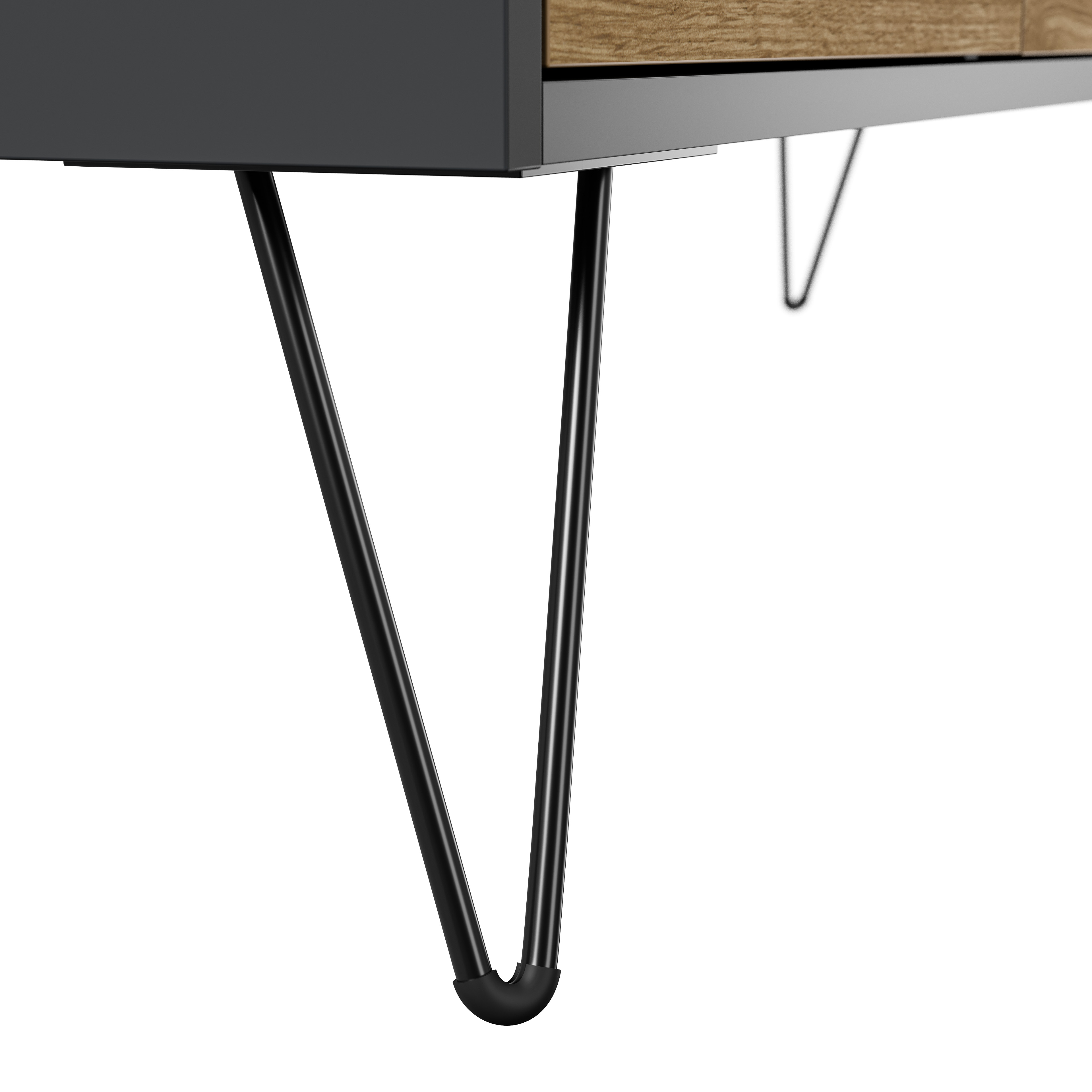 Raumwunder XL Sideboard Kommode Maxim 155cm stehend 4 Türen Grafit/Eiche Top