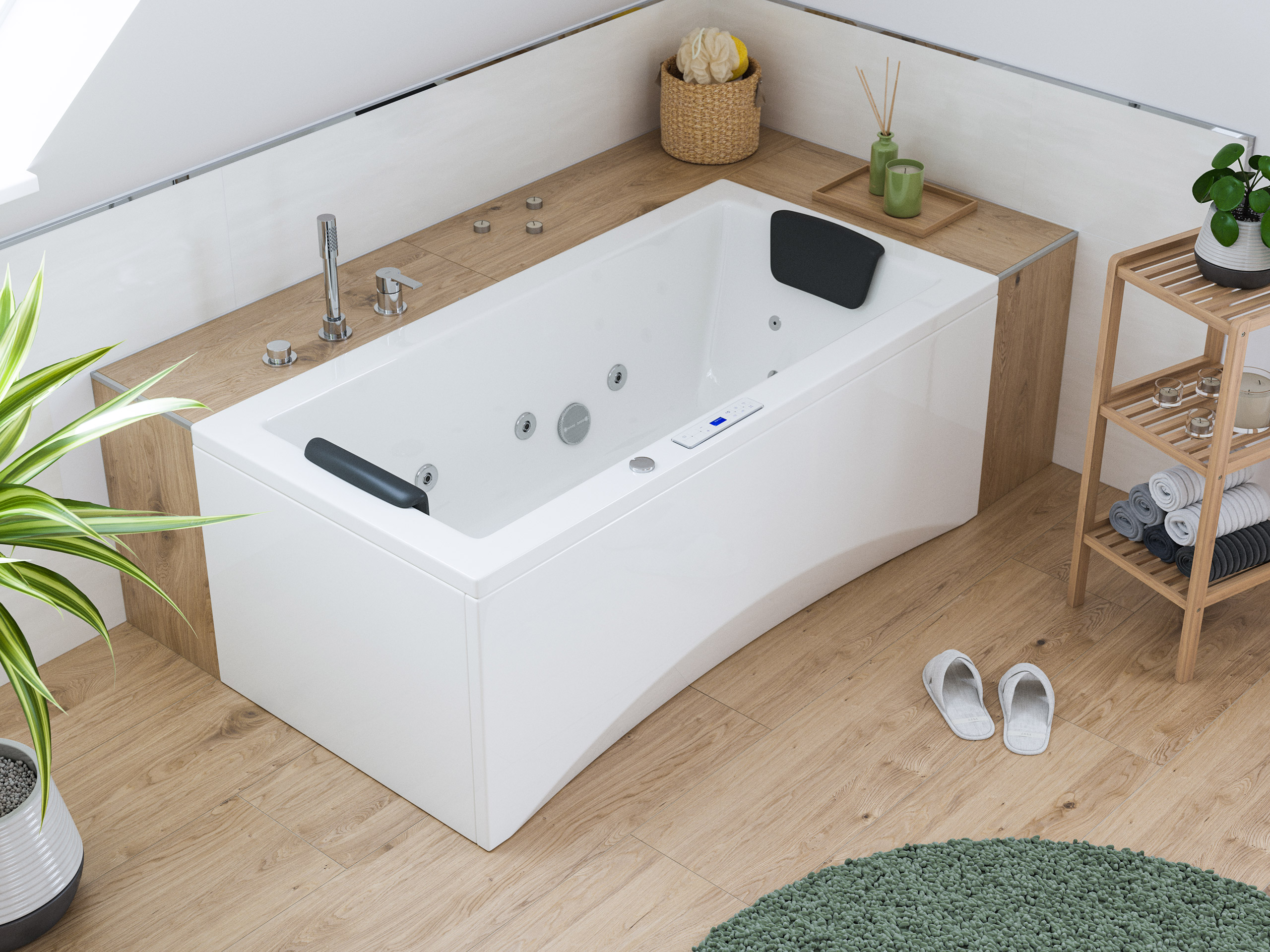 Rechteck Whirlpool Unity 150x75 Made in Germany 22 Düsen Befüllung Überlauf