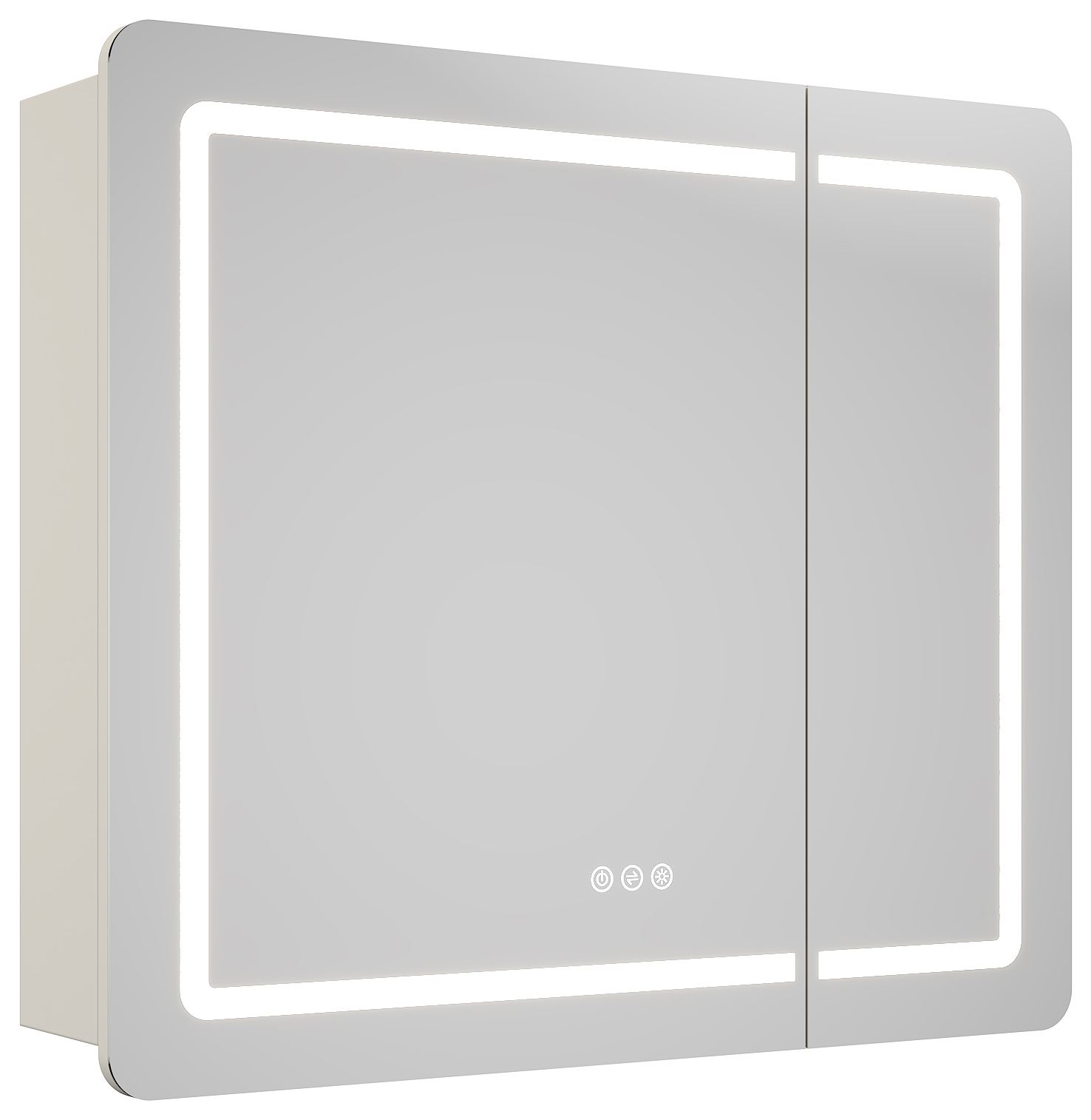 Spiegelschrank Riva 80 cm inkl. LED-Lampe und Glasböden montiert kaschmir matt