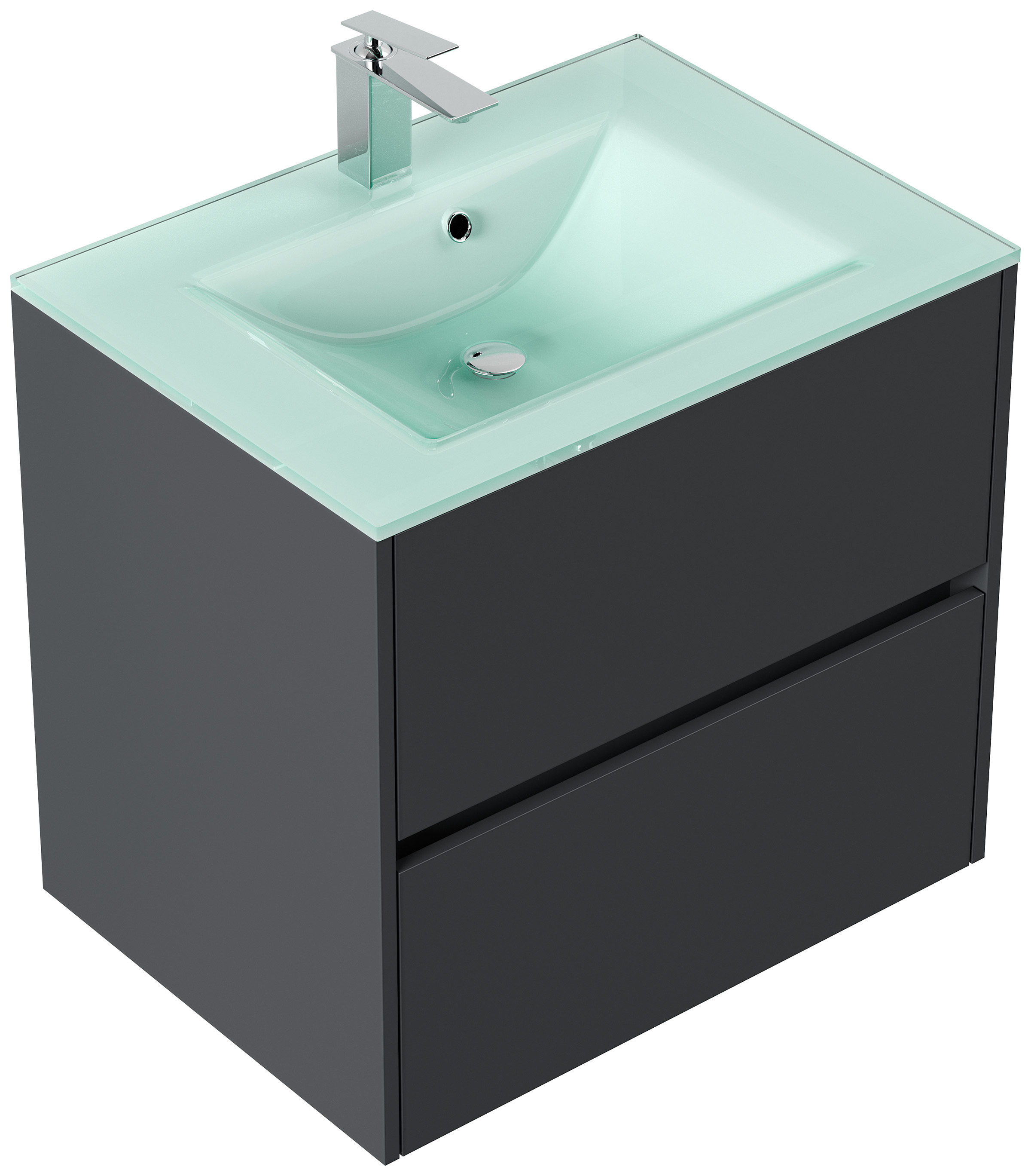 Badmöbel Lina & Waschtisch 70cm 2 Greifraum SoftClose Auszüge grafit