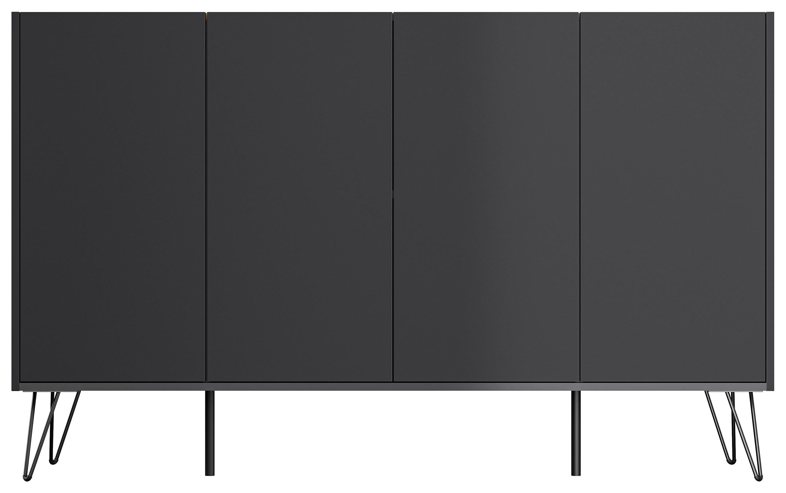 Design Sideboard Kommode Rana 155cm 4 Softclose Türen Grafit/Eiche Top