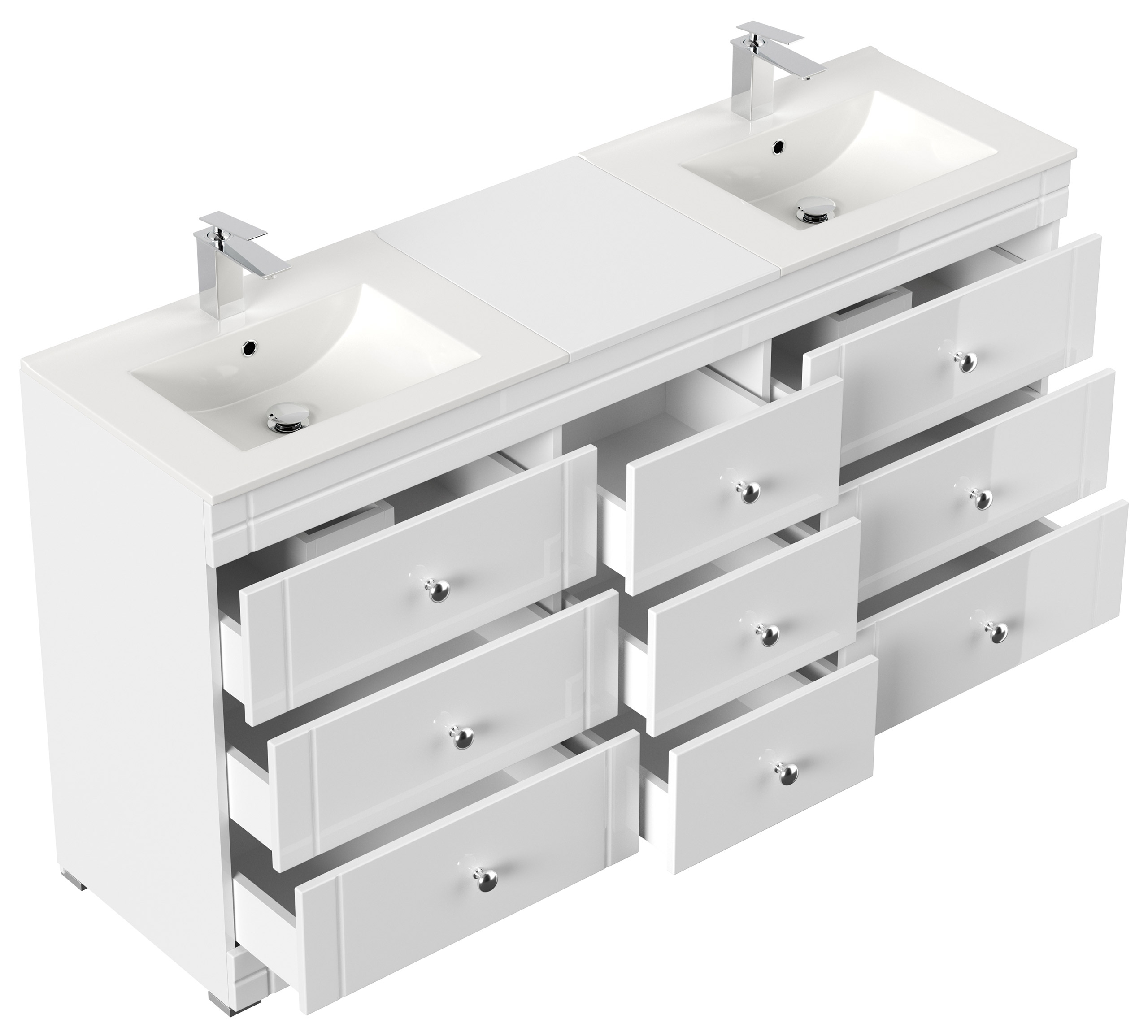 Stand Badmöbel Cosmo Klassik SoftClose weiss hochglanz