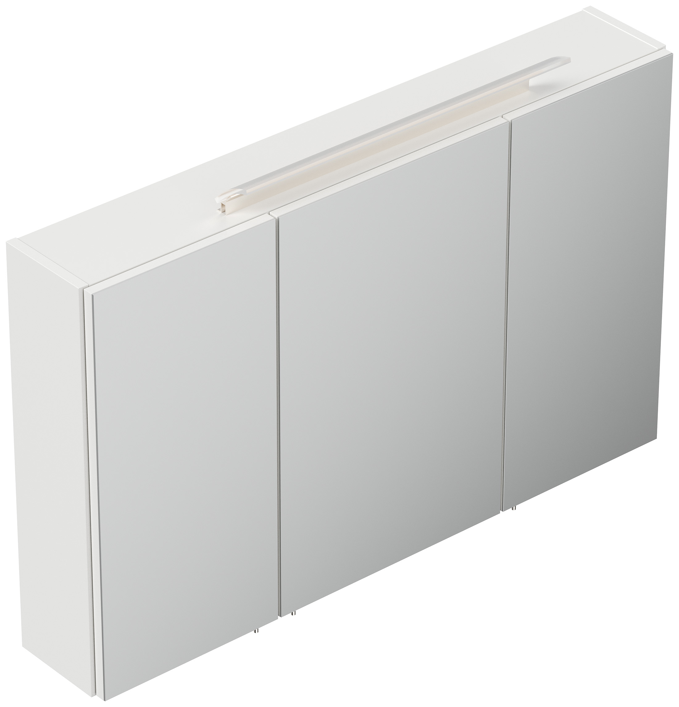 Spiegelschrank 120cm inkl. Design LED-Lampe und Glasböden weiss hochglanz