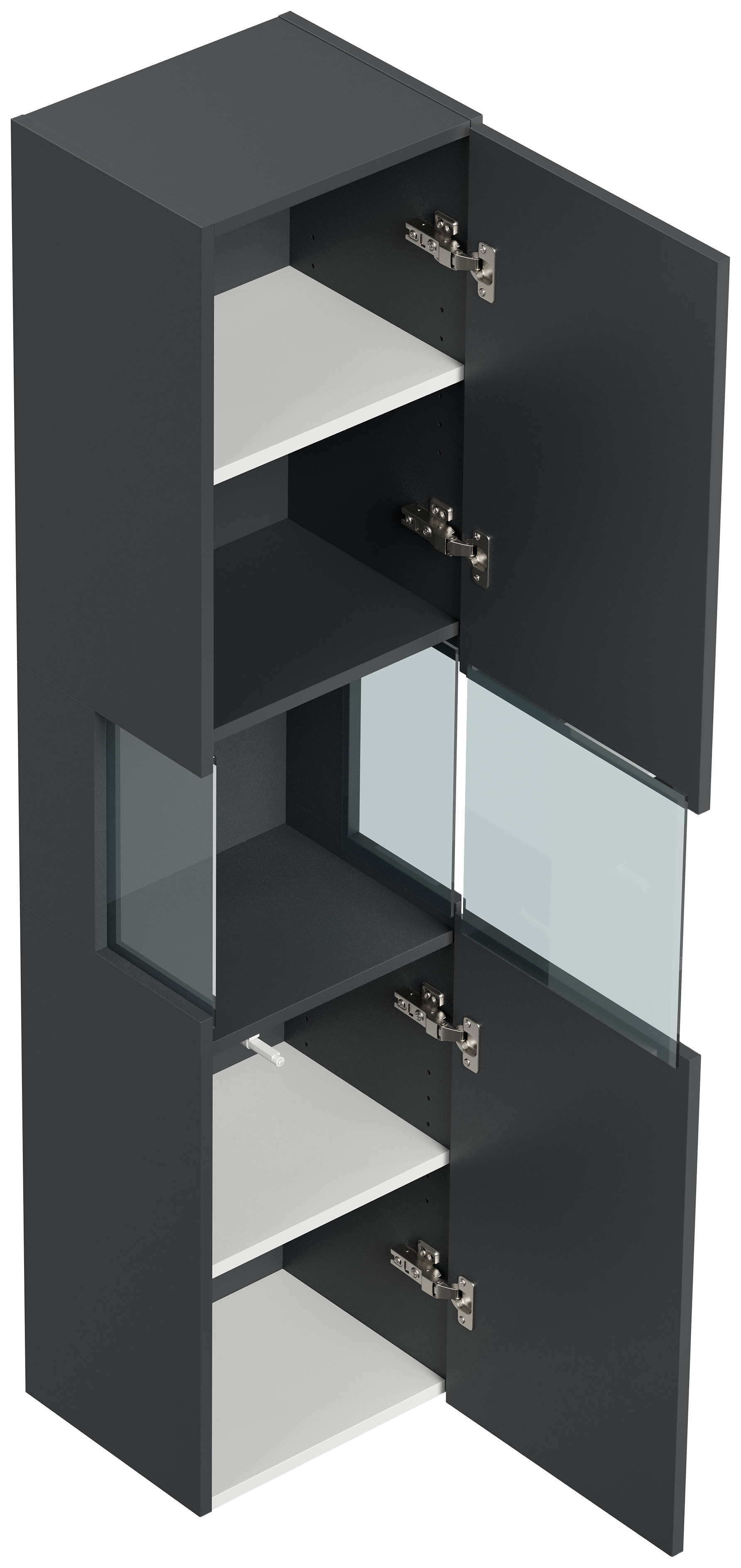 Design Badschrank Hochschrank 150cm  Softclose Taifun Glaselement grafit