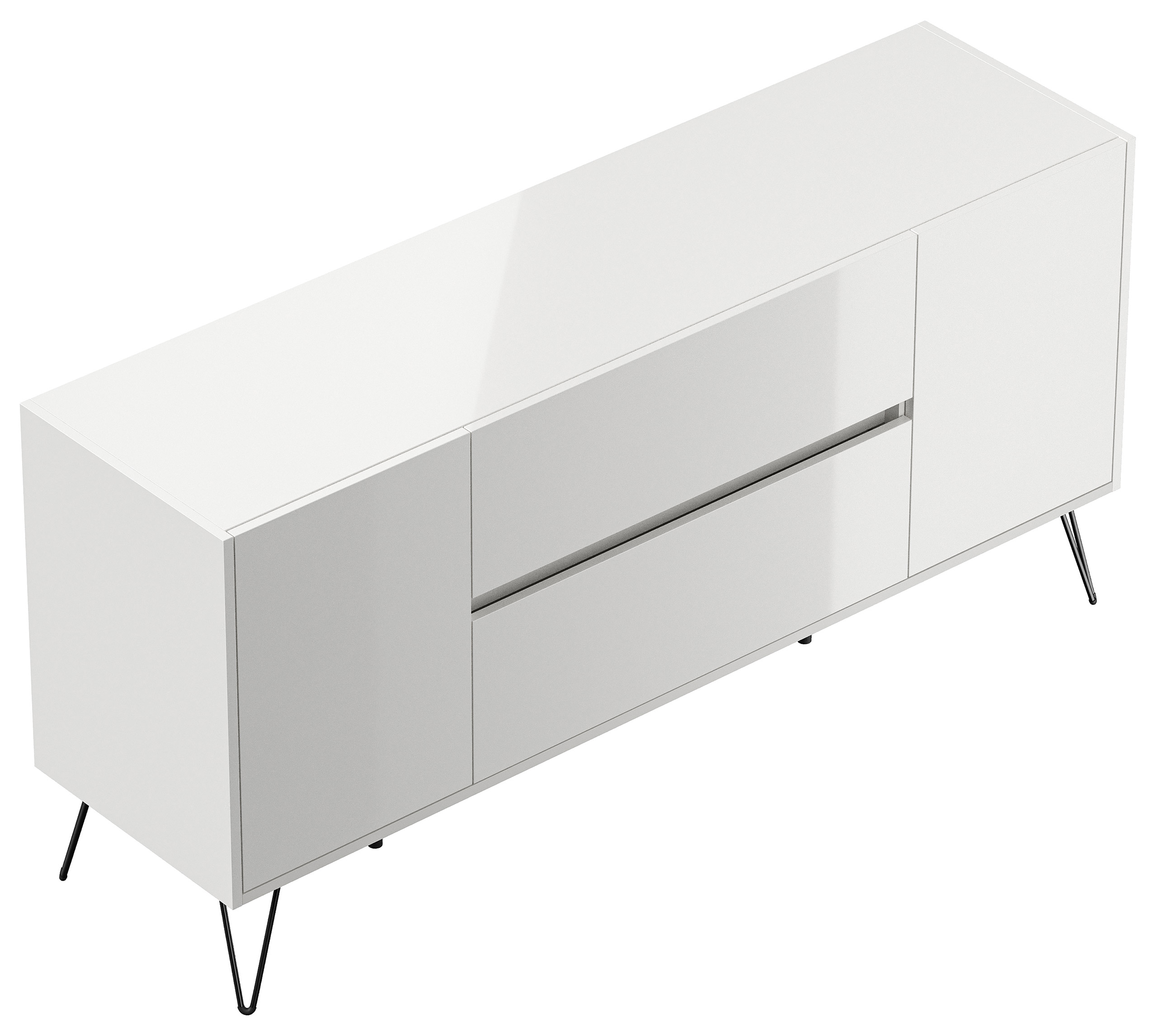 Raumwunder Sideboard Kommode Taran 155cm 2 SoftClose 2 Türen Weiß hochglanz