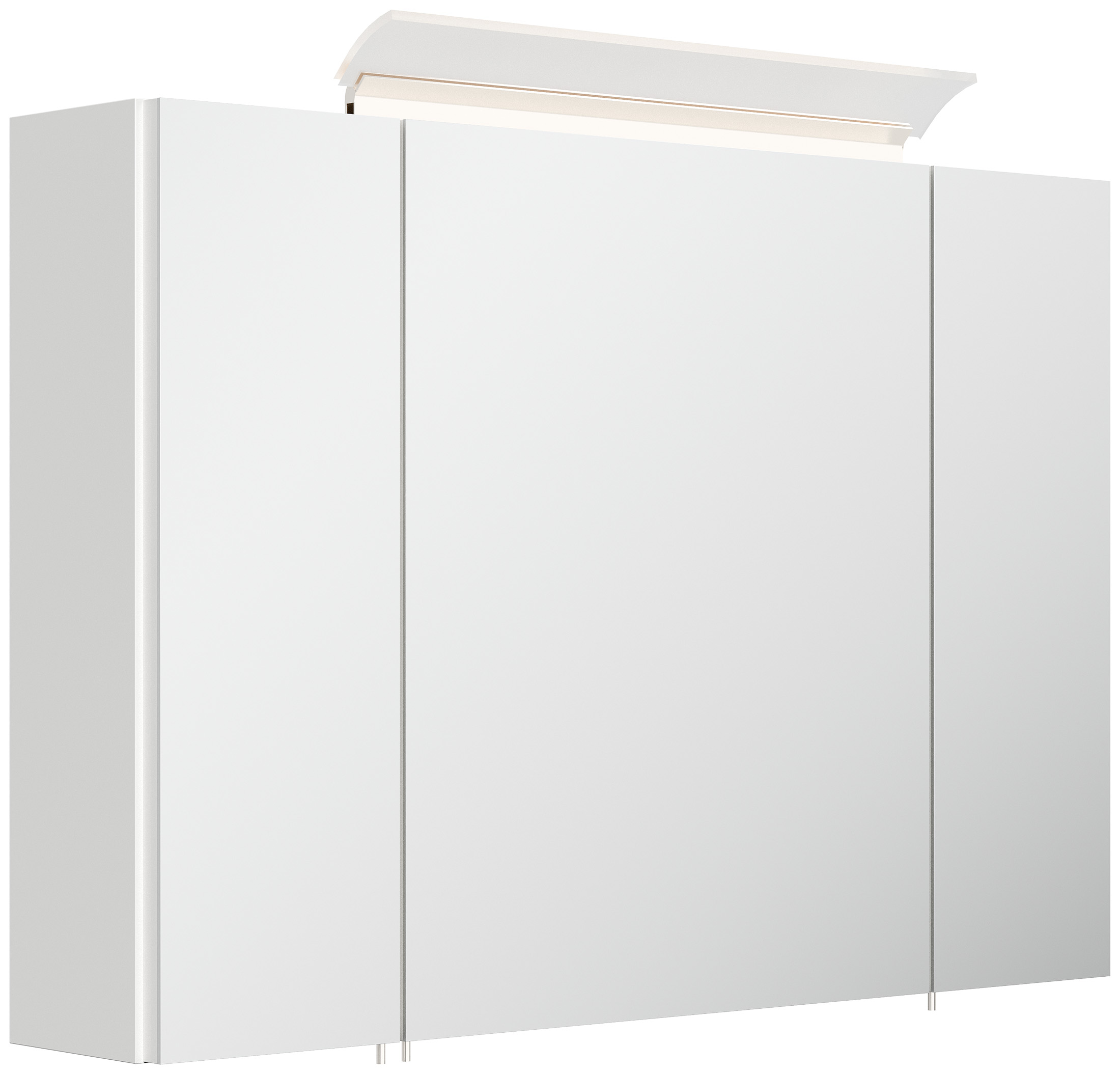 Spiegelschrank 90cm inkl. Design LED-Lampe und Glasböden weiss hochglanz