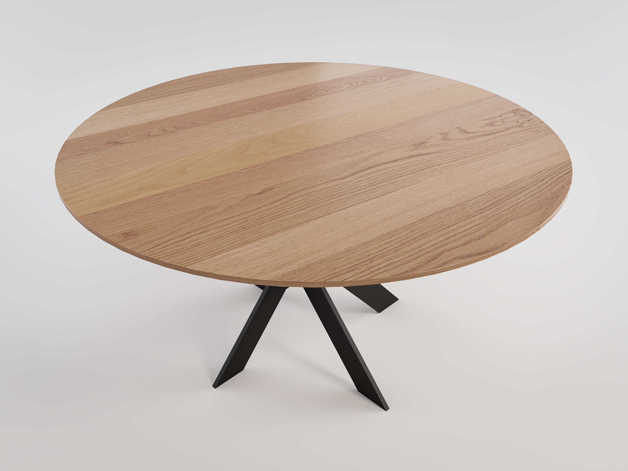 Esstisch LINUS 135x135cm Eiche Furnier lackiert schwarzes Kreuzgestell