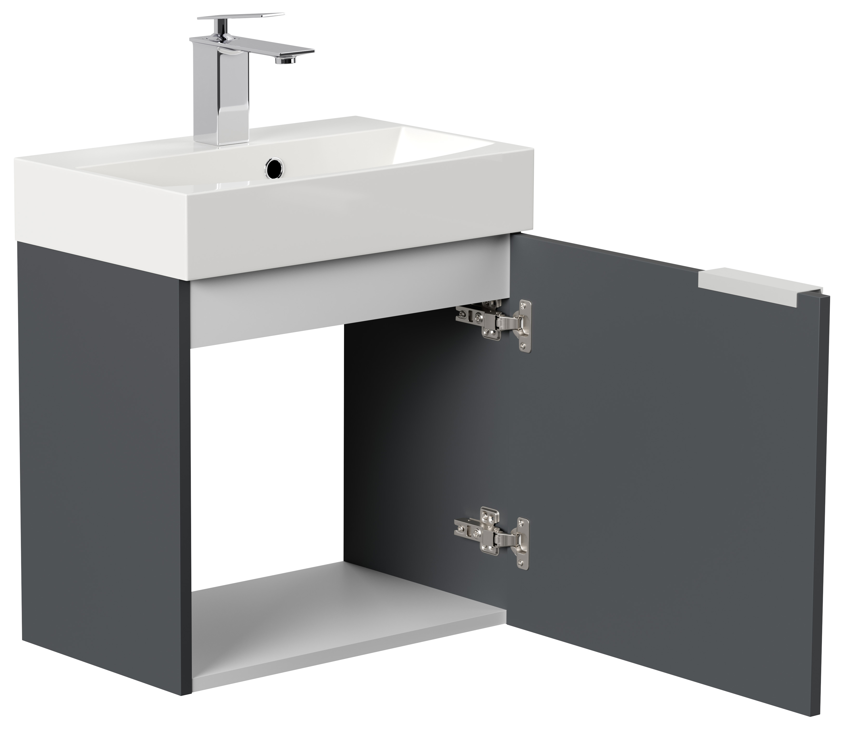 Gäste WC Badmöbel Kubus Slimline 50cm SoftClose grafit