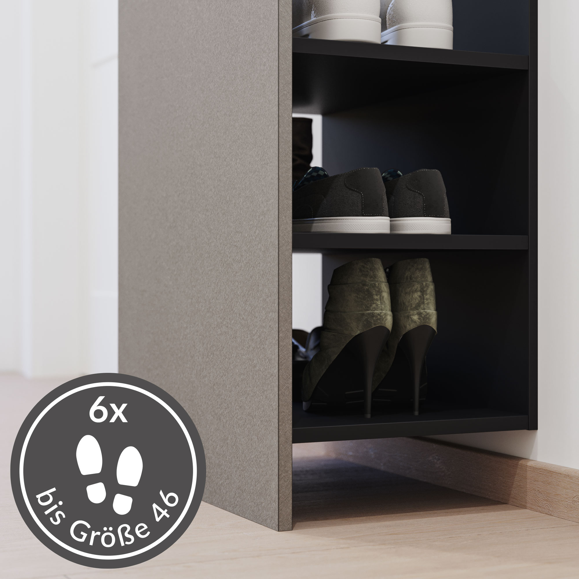 Garderobenpaneel Urban 60/188cm, 3 Haken, Kleiderst., Schuhregal Oak