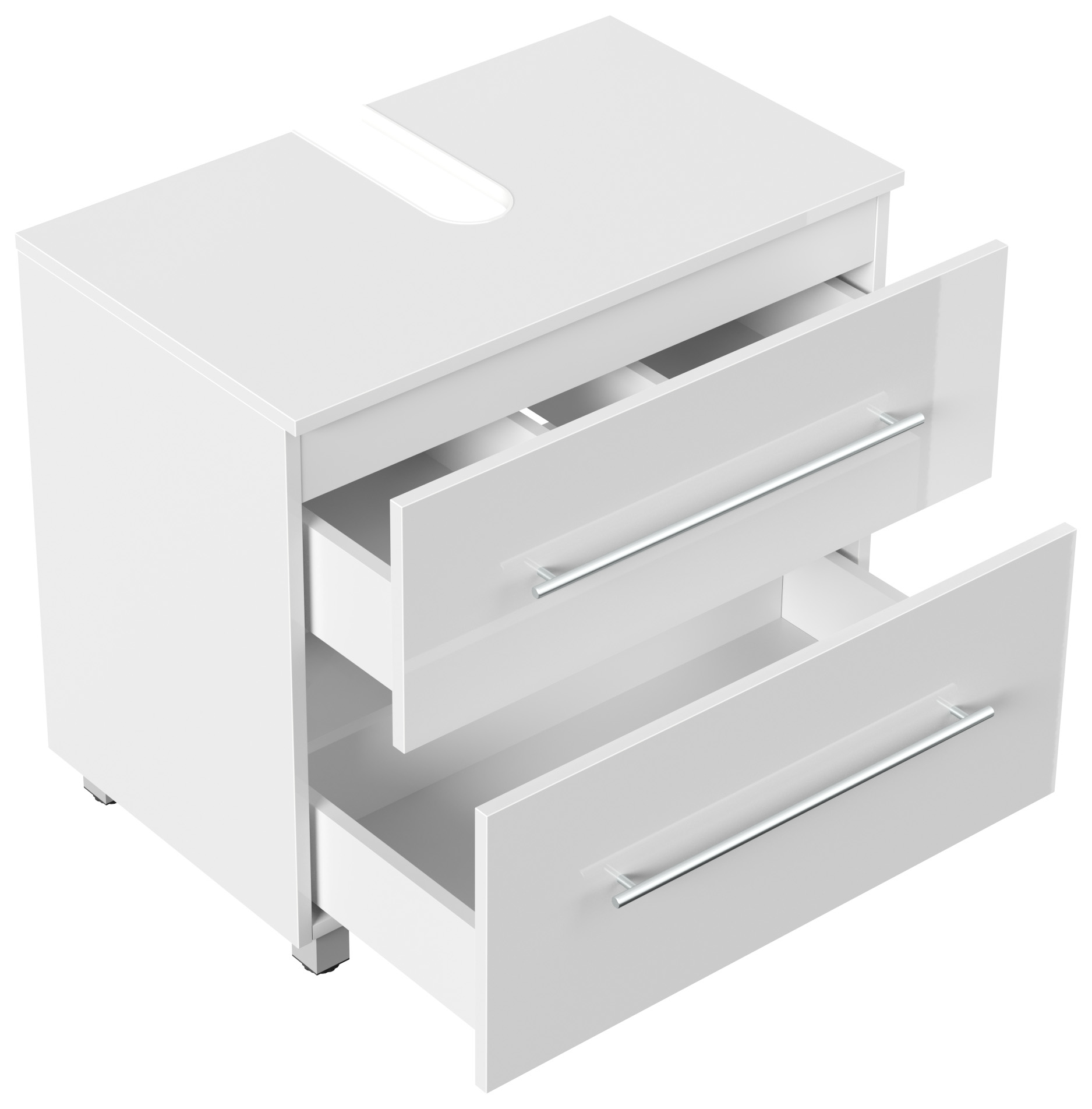 Universal Unterbau auf Standfüßen 70 cm SoftClose weiss hochglanz
