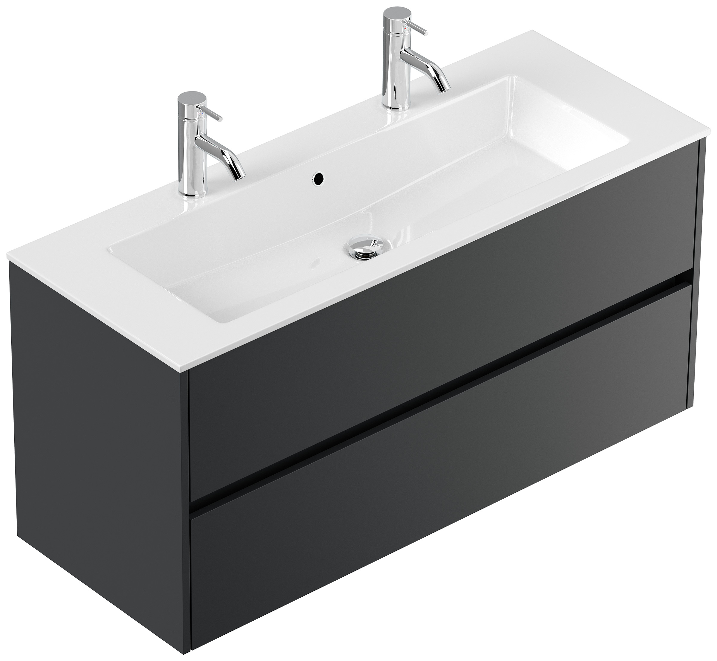Doppelbadmöbel Taifun & Waschtisch 120 cm 2 Greifraum SoftClose Grafit 