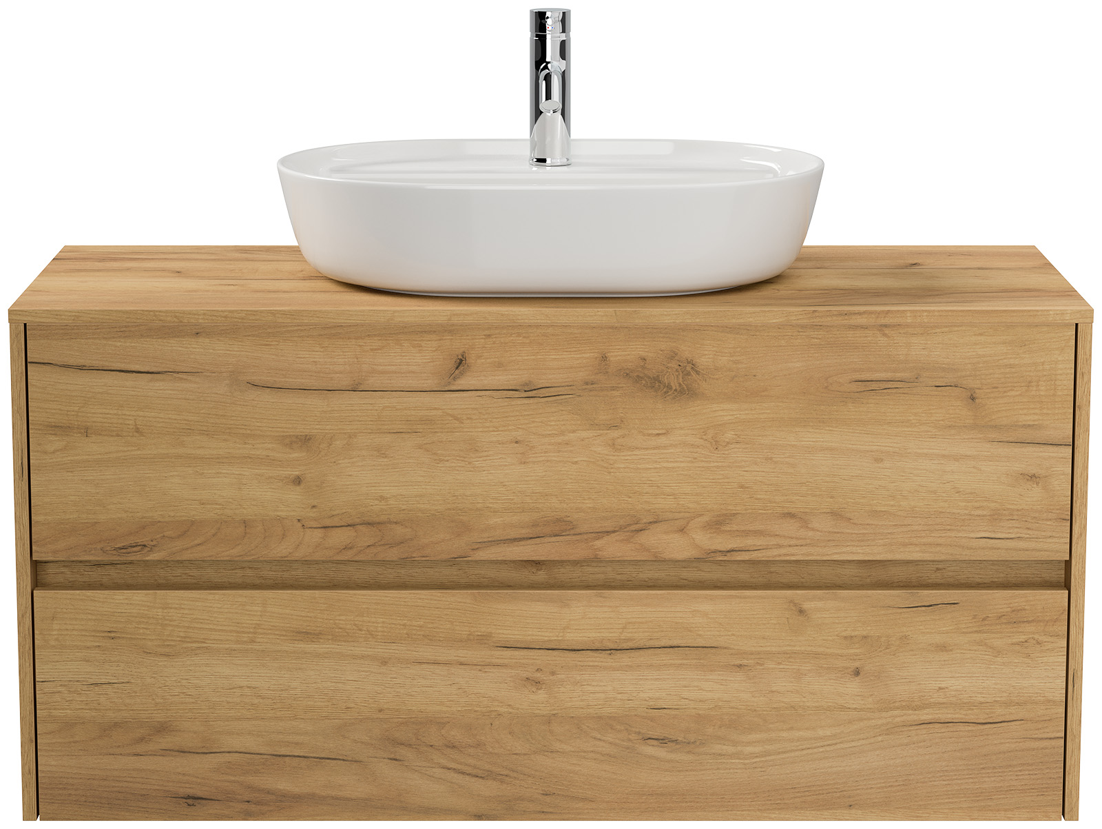 Badmöbel Taifun 120cm mit Design Aufsatzwaschbecken eiche gold