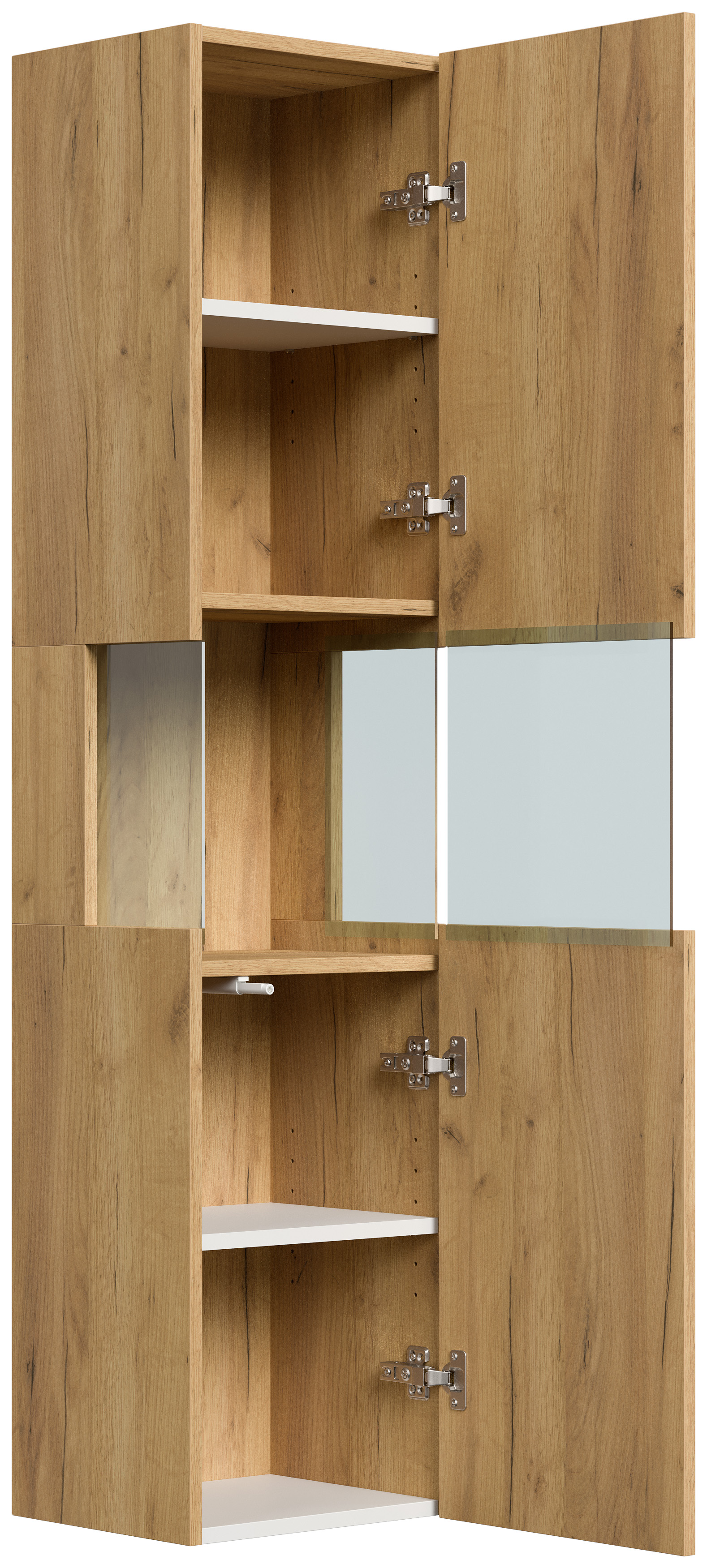 Design Badschrank Hochschrank 150cm  Softclose Taifun Glaselement eiche gold