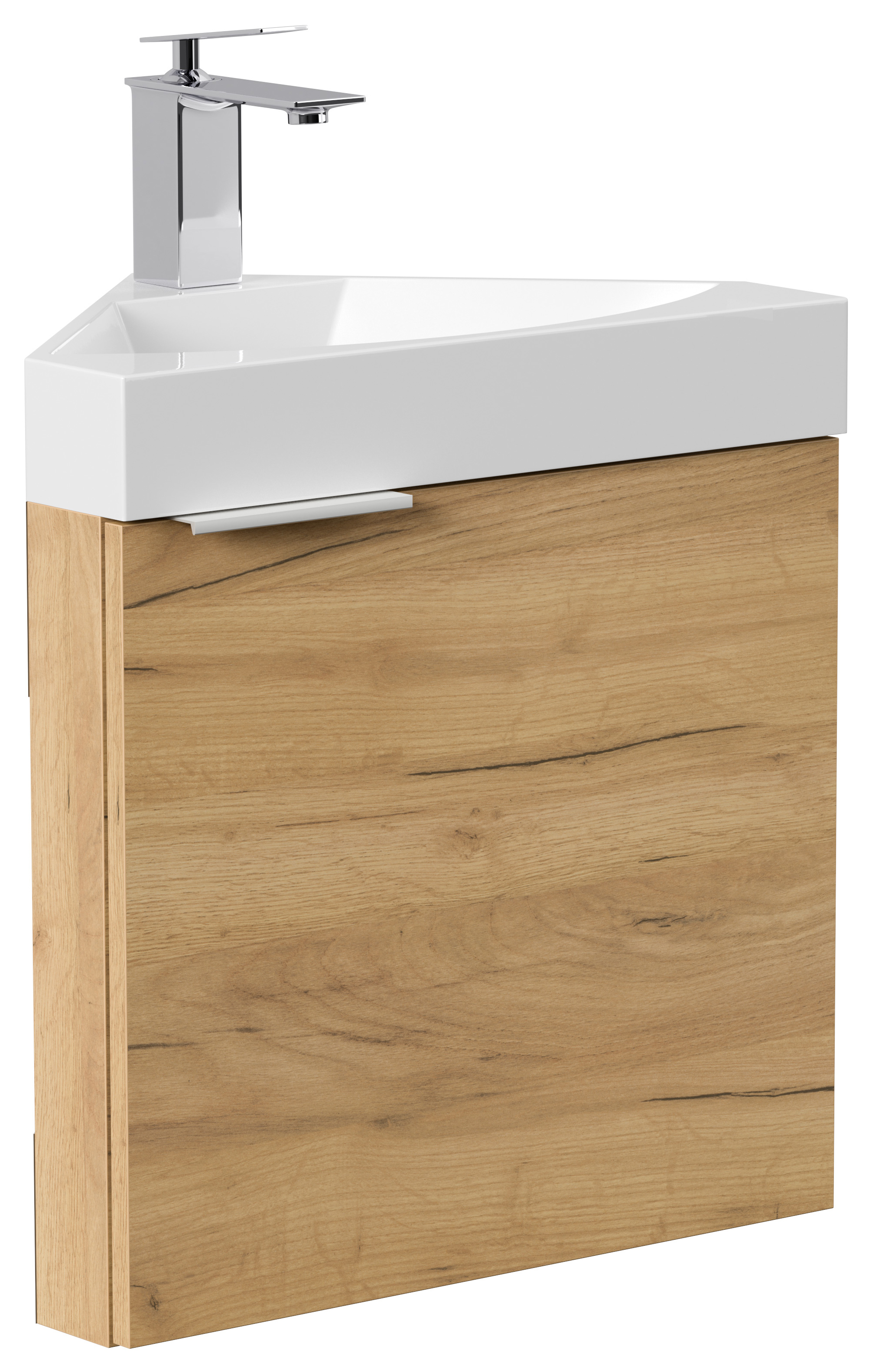 Gäste WC Eckbadmöbel Diamant Slimline Gästebad SoftClose eiche gold