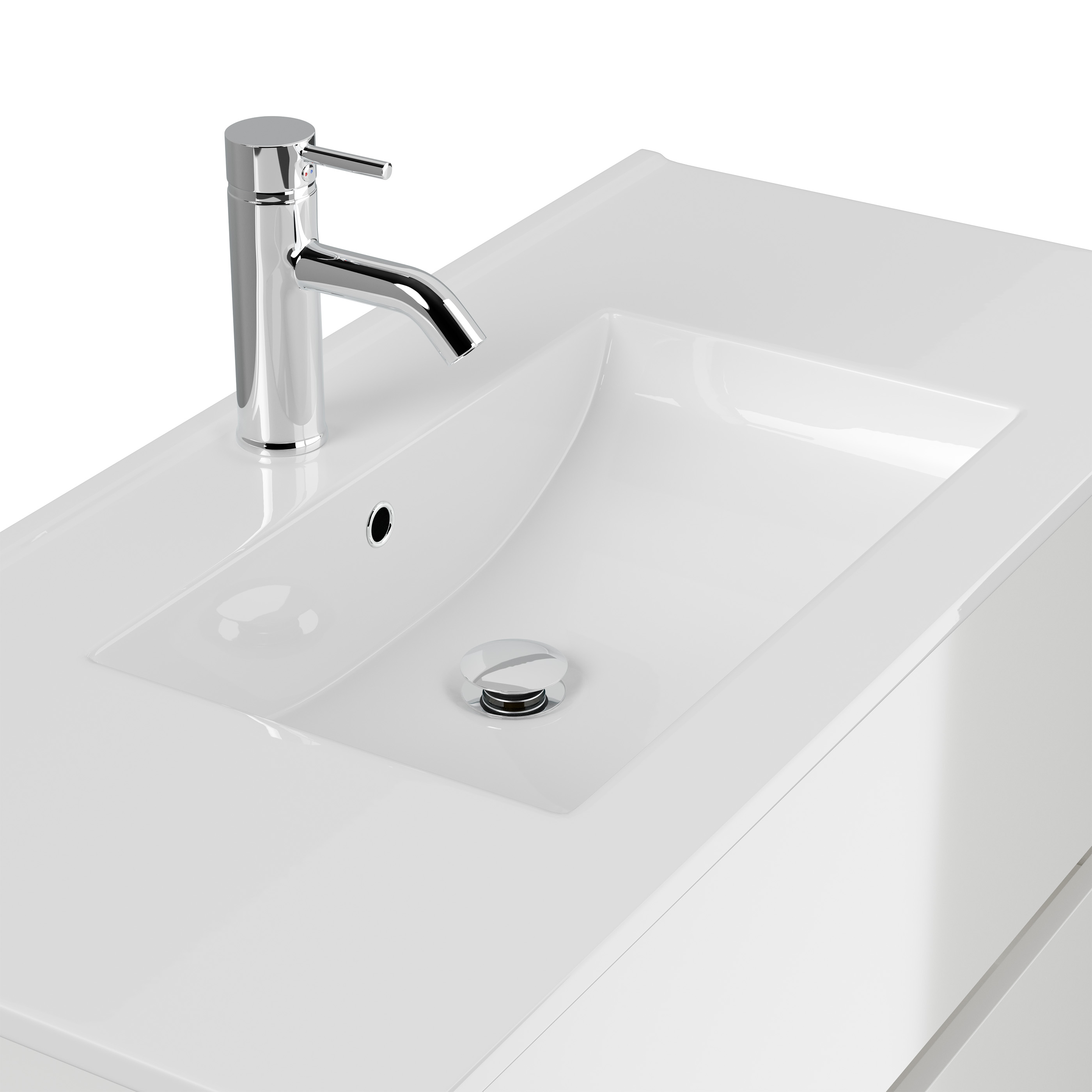 Badmöbel Set Taifun 3tlg. 100 cm mit Spiegelschrank & Hochschrank weiß Hgl