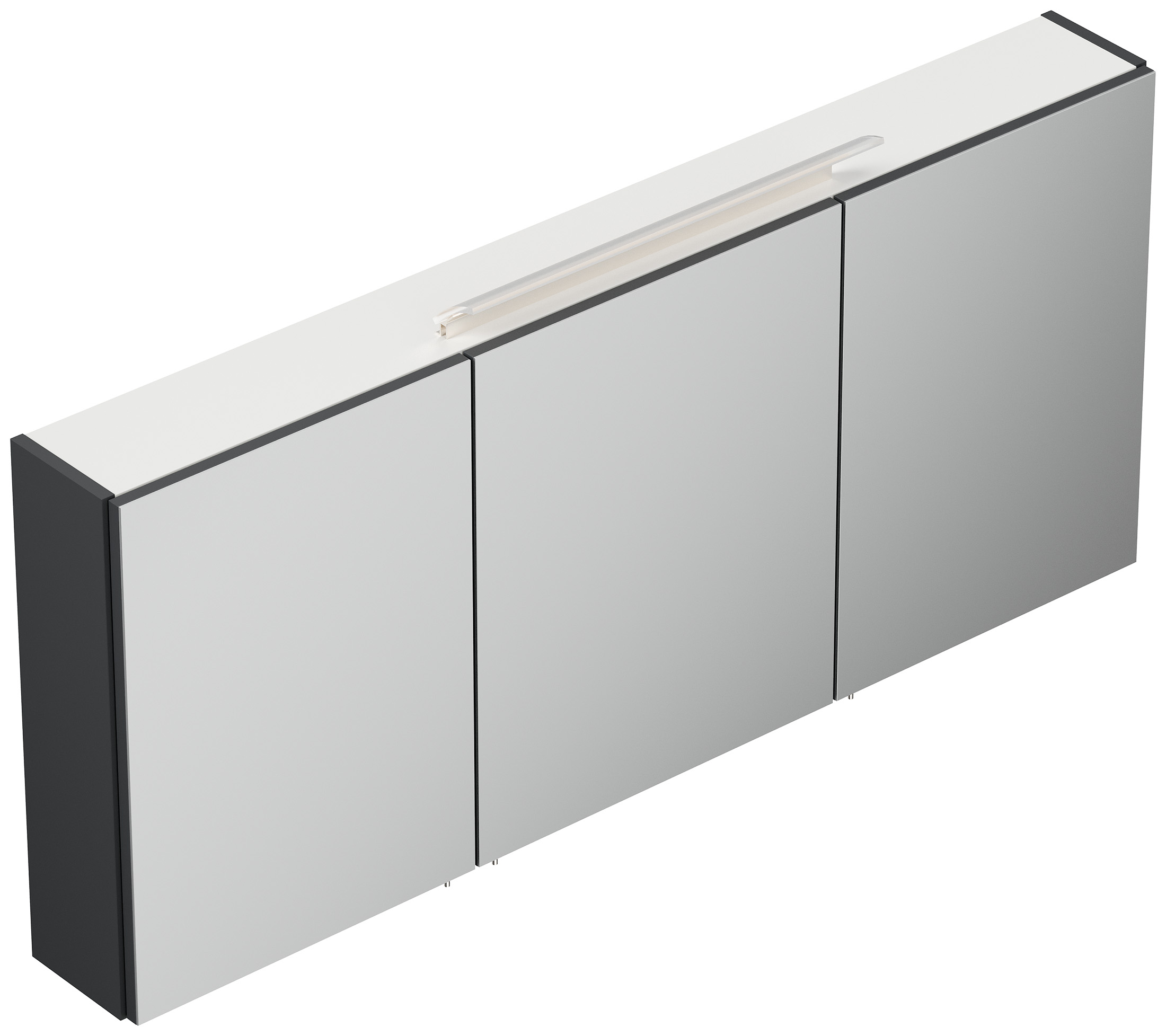 Spiegelschrank 140cm inkl. Design LED-Lampe und Glasböden grafit