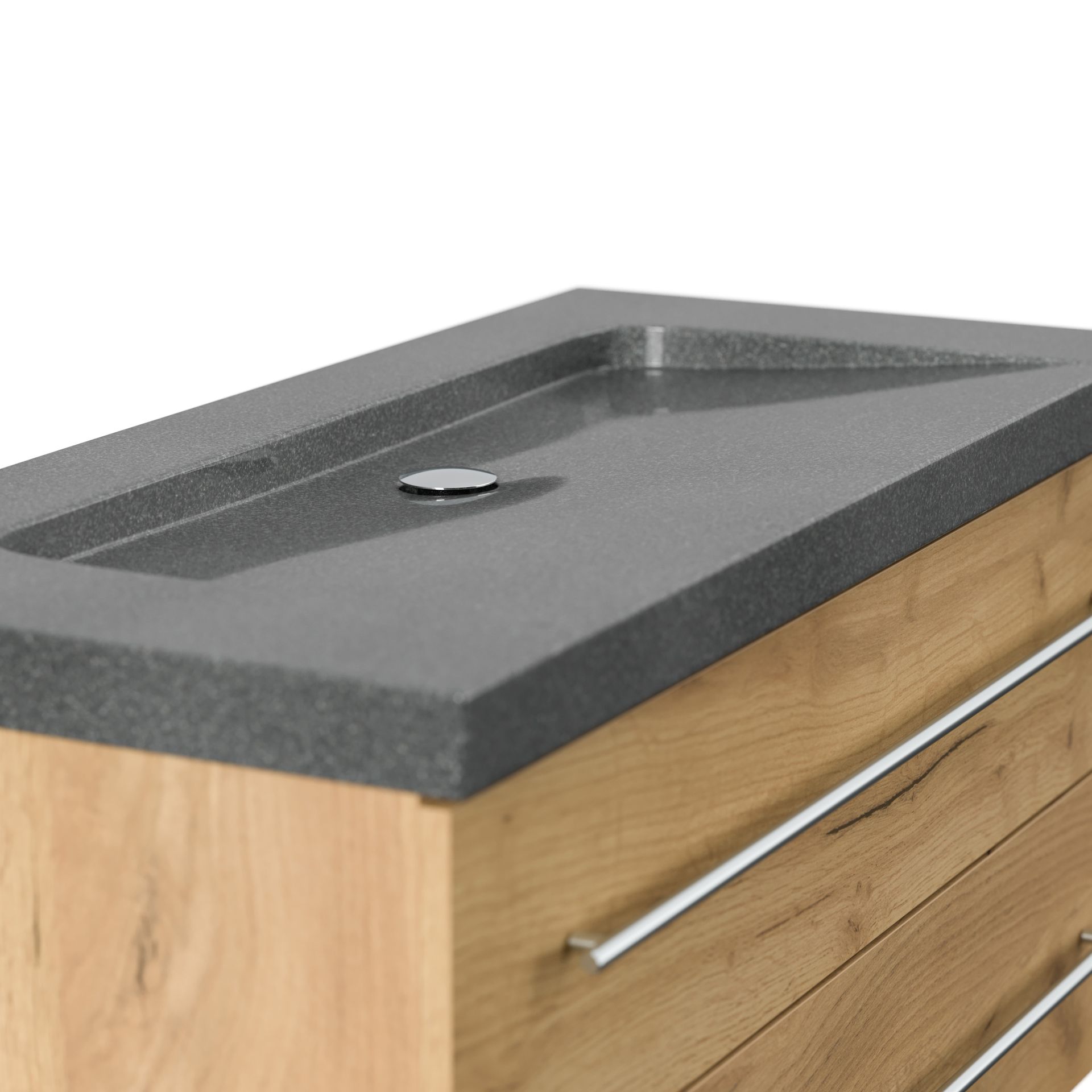 Badmöbel Granit G654 Damo 100 cm ohne Hahnloch SoftClose eiche gold