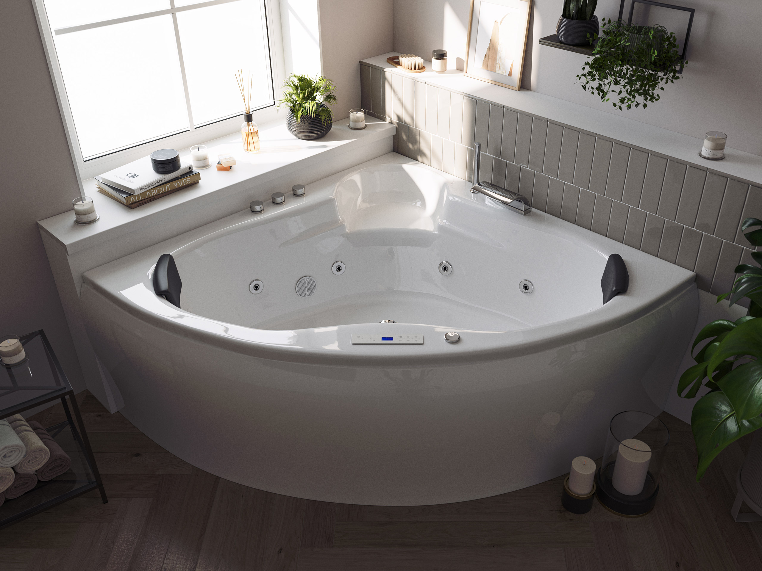 Eck Whirlpool Selene 140x140x59 Made in Germany 22 Düsen mit Armatur